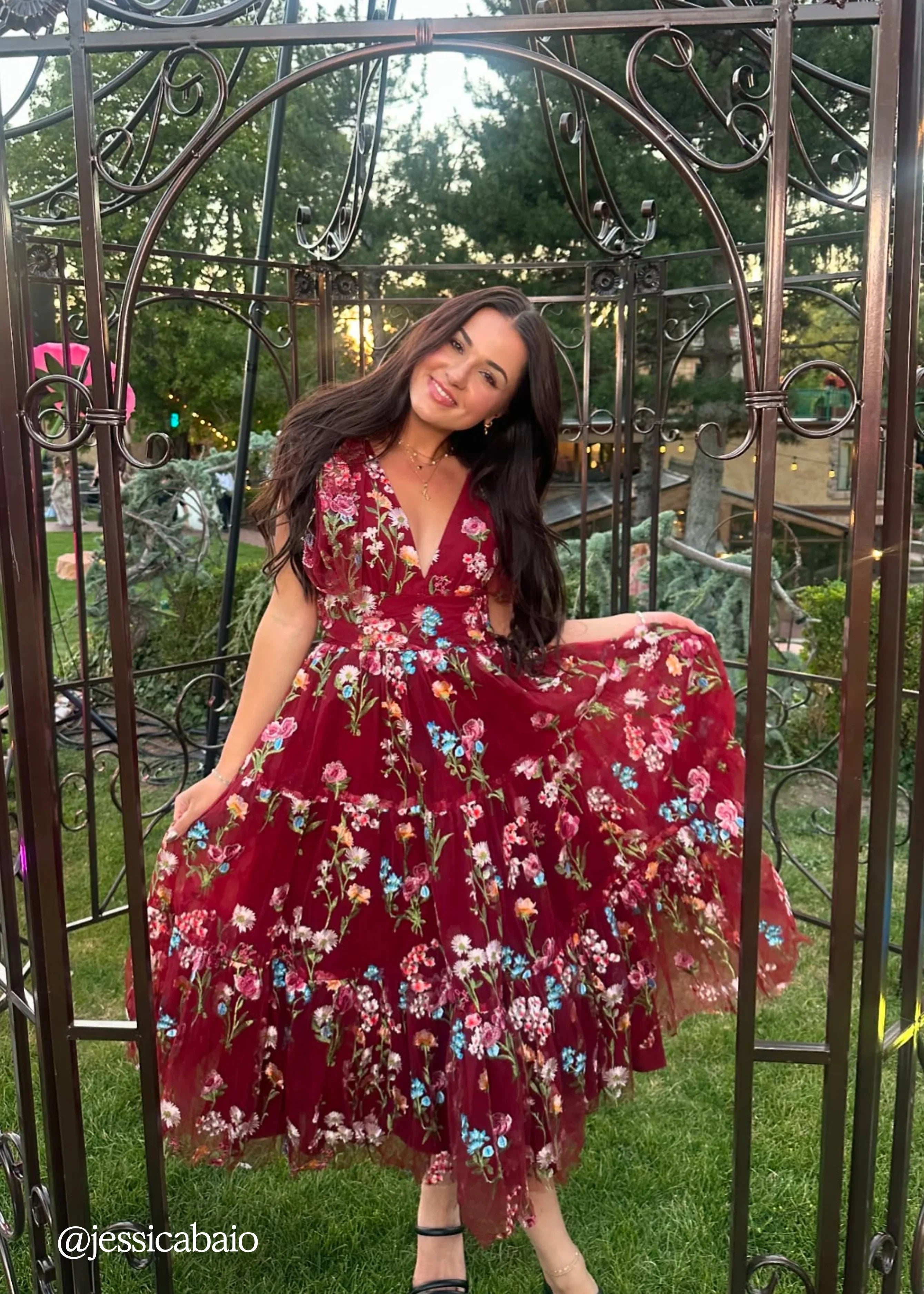 Margaret Floral Midi Dress Red