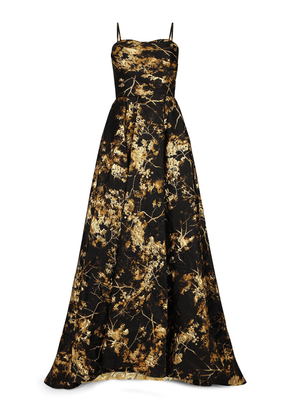 Arabella Sleeveless Gold Foil High Slit Formal Dress - Black