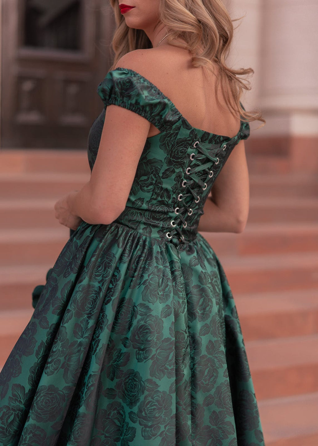 Campbell Floral Print Corset Midi Dress - Green