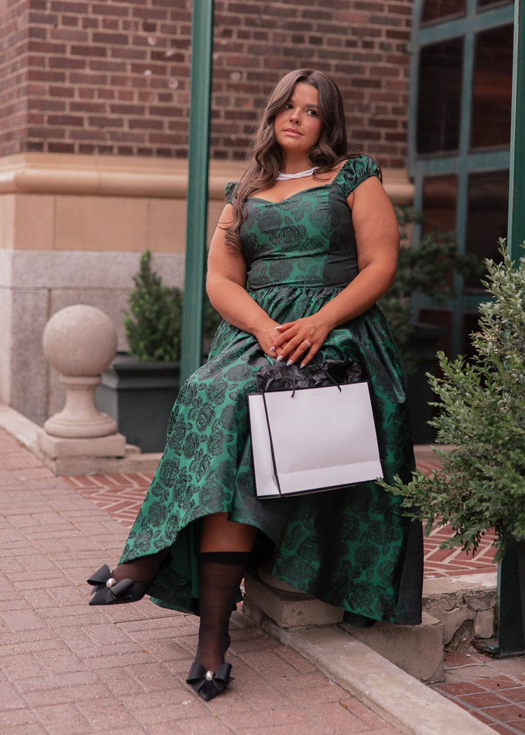 Campbell Floral Print Corset Midi Dress - Green