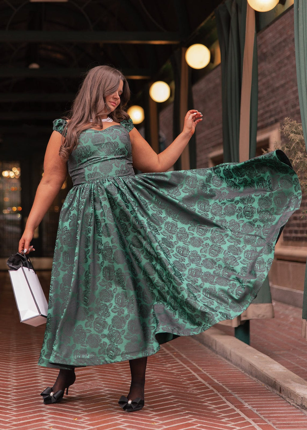 Campbell Floral Print Corset Midi Dress - Green