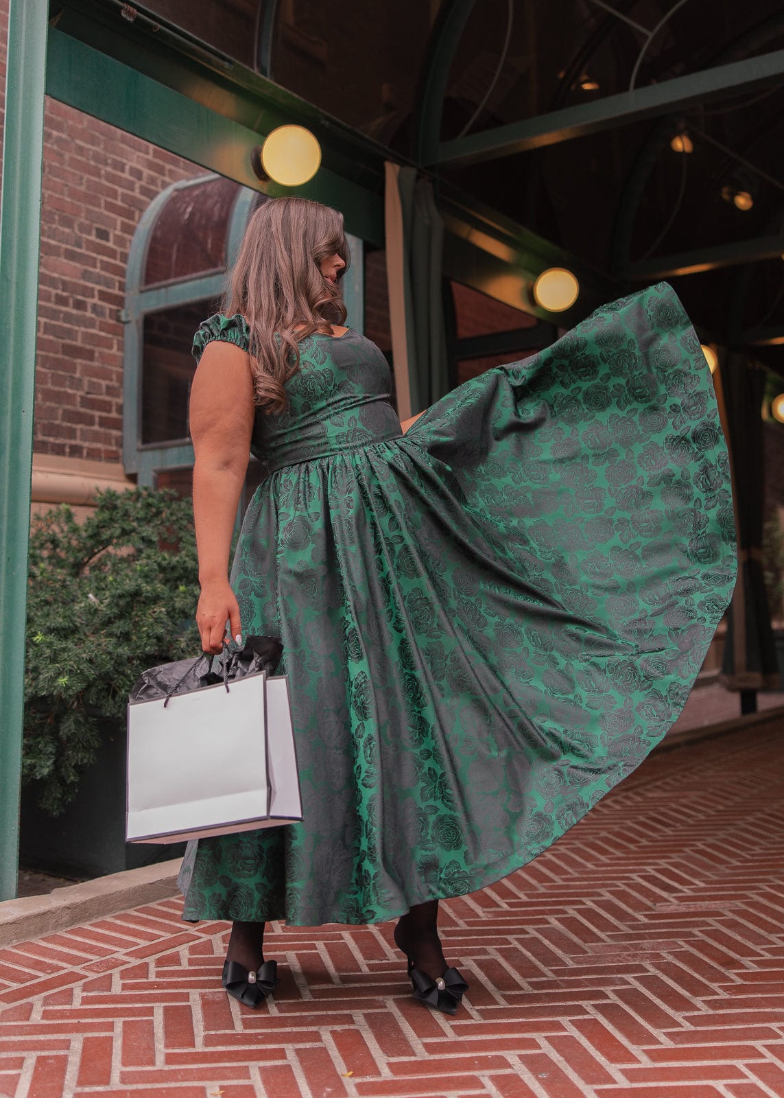 Campbell Floral Print Corset Midi Dress - Green