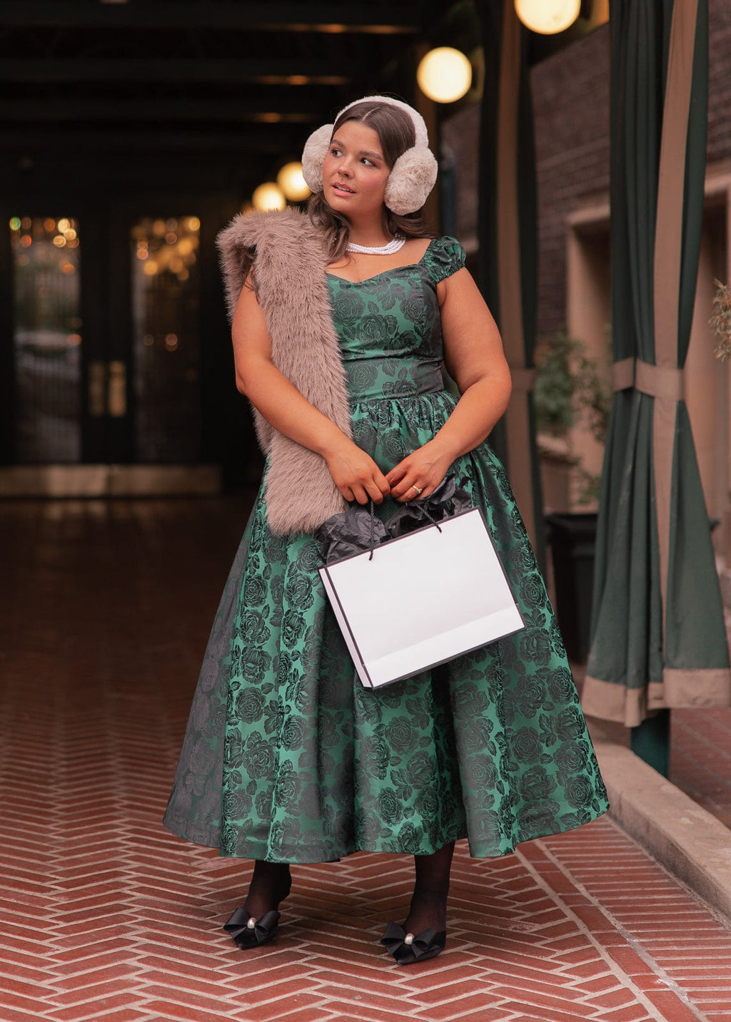 Campbell Floral Print Corset Midi Dress - Green