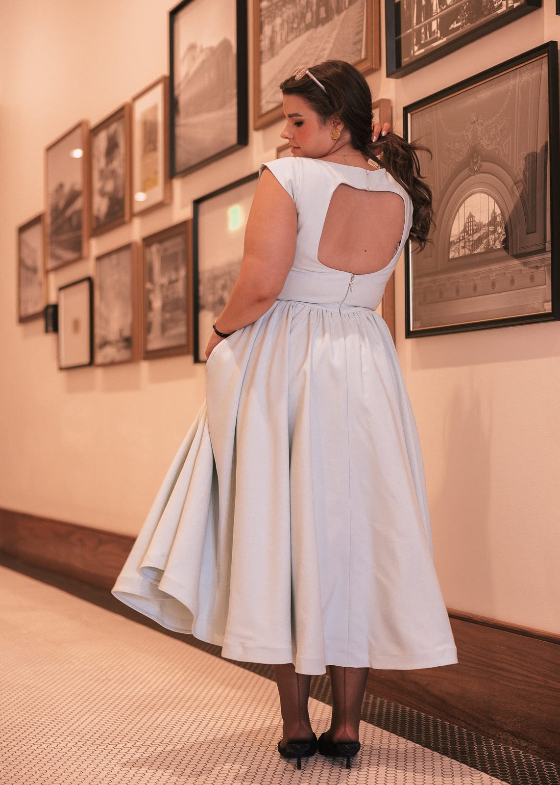 Diana Drop Waist Keyhole Back Dress - Light Blue