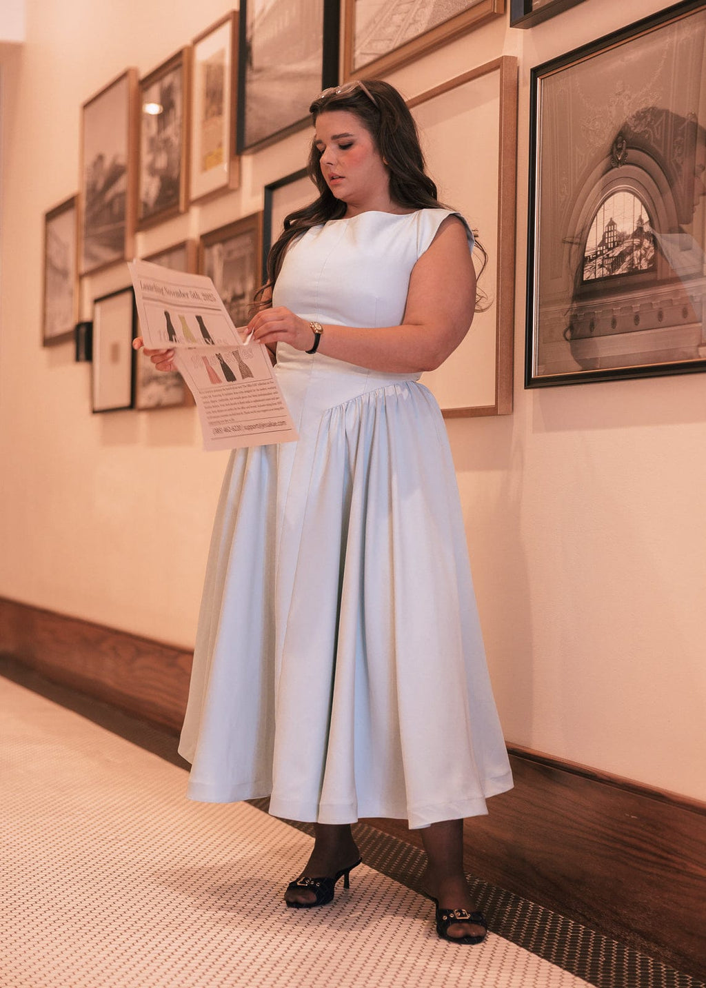 Diana Drop Waist Keyhole Back Dress - Light Blue