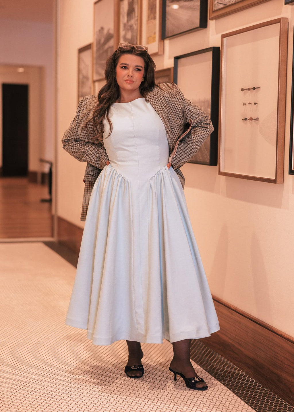 Diana Drop Waist Keyhole Back Dress - Light Blue