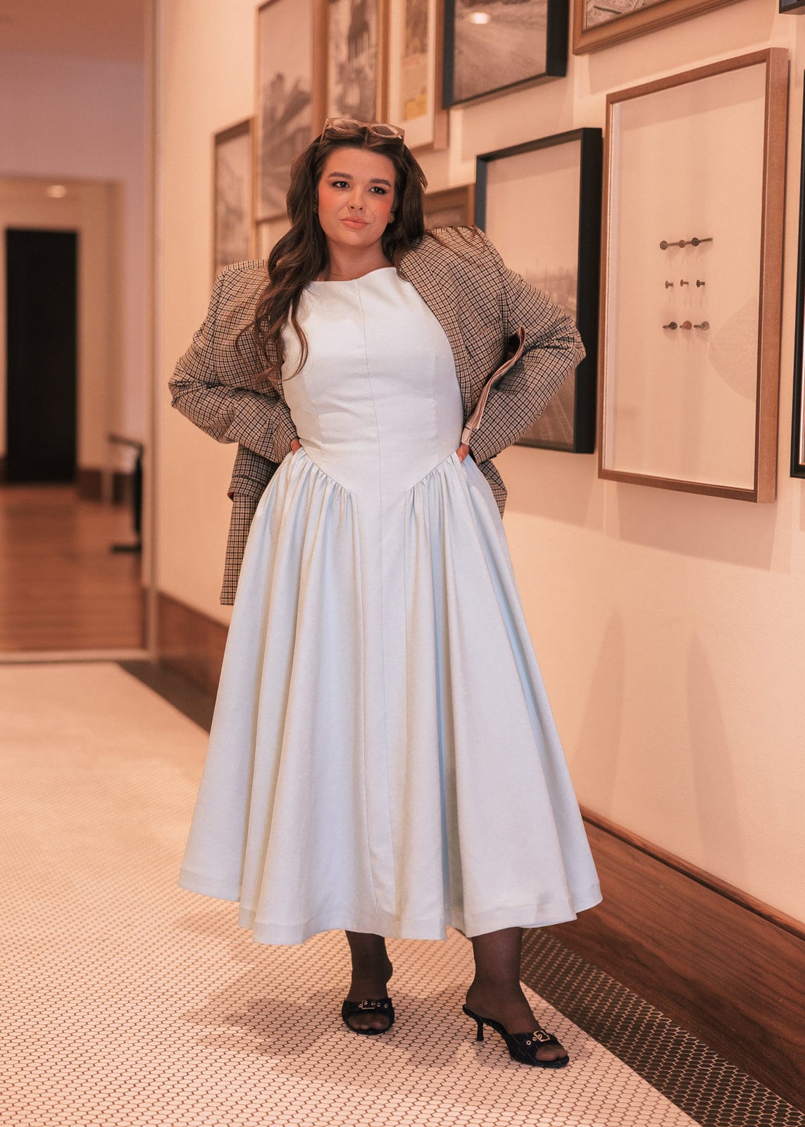 Diana Drop Waist Keyhole Back Dress - Light Blue