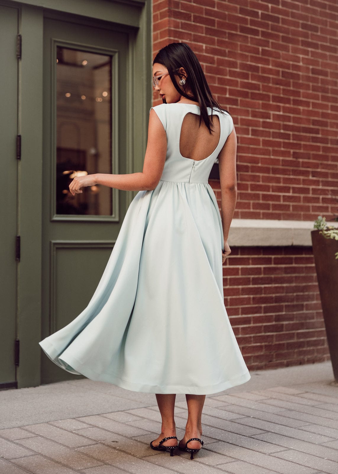 Diana Drop Waist Keyhole Back Dress - Light Blue