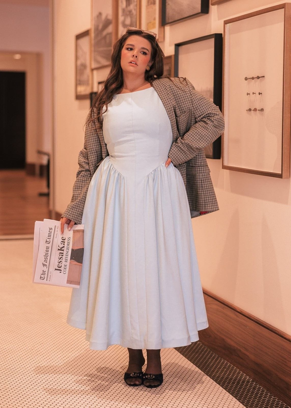 Diana Drop Waist Keyhole Back Dress - Light Blue