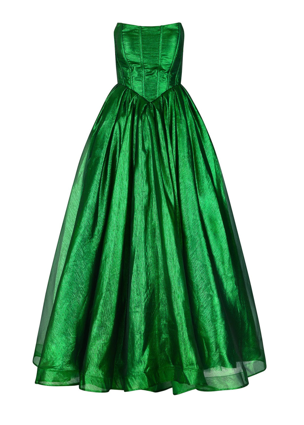 Emerald Strapless Corset Princess Waistline Formal Dress - Green