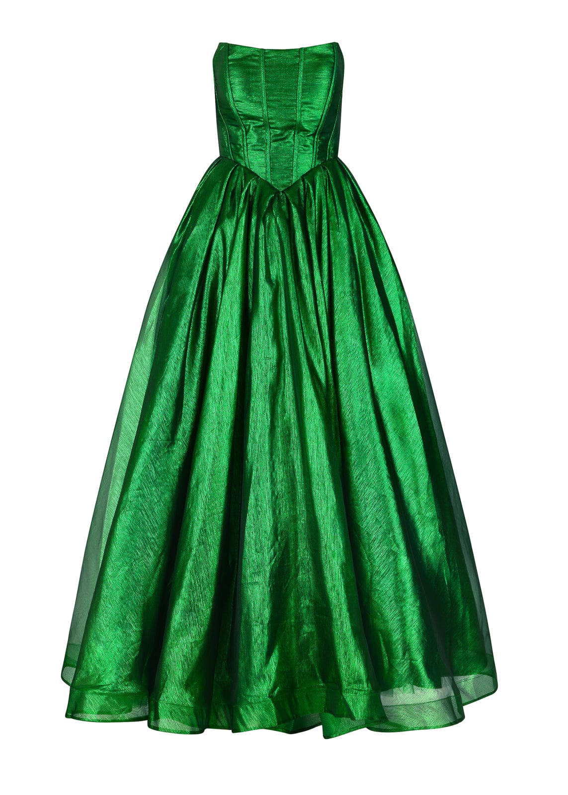 Emerald Strapless Corset Princess Waistline Formal Dress - Green