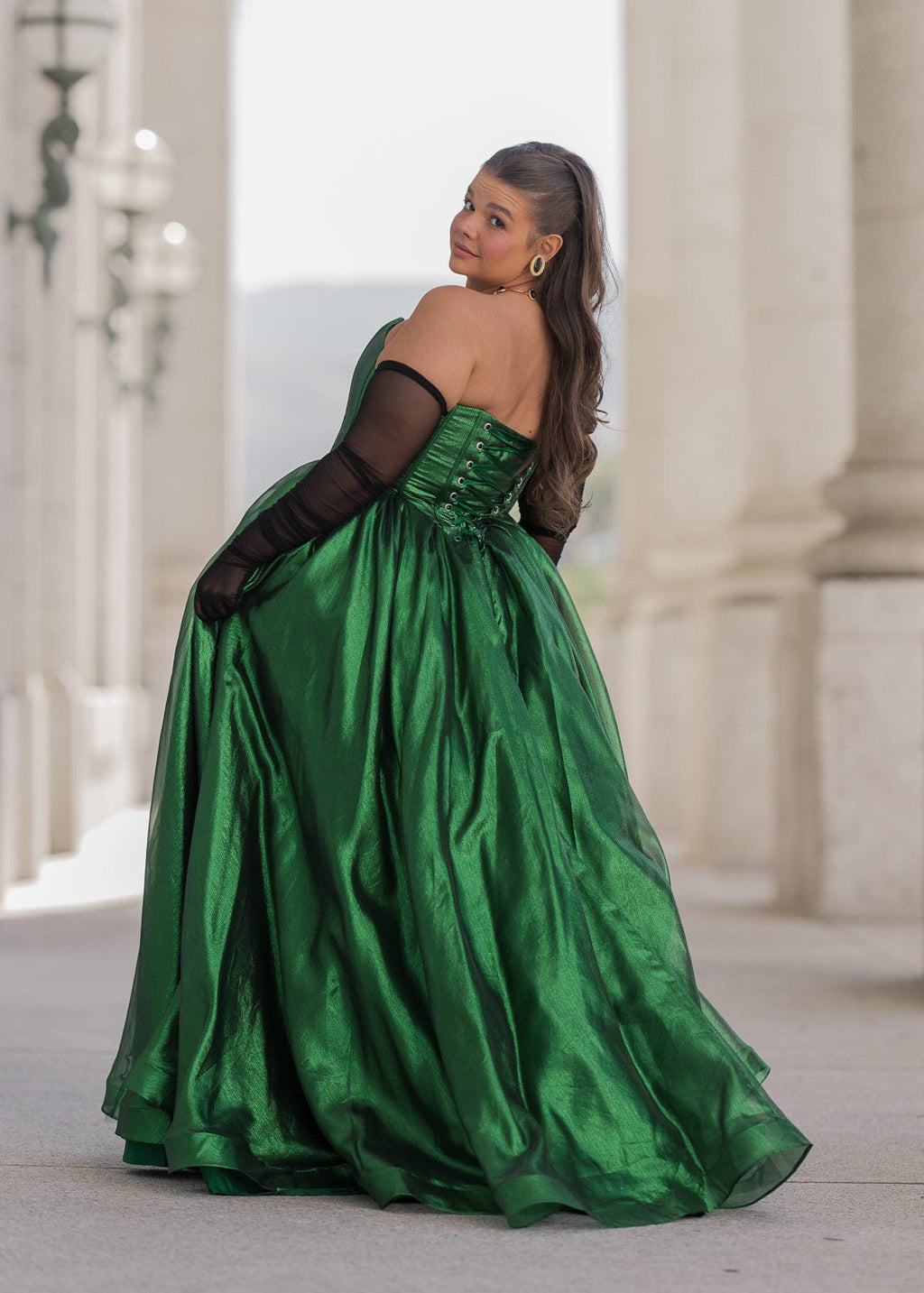Emerald Strapless Corset Princess Waistline Formal Dress - Green