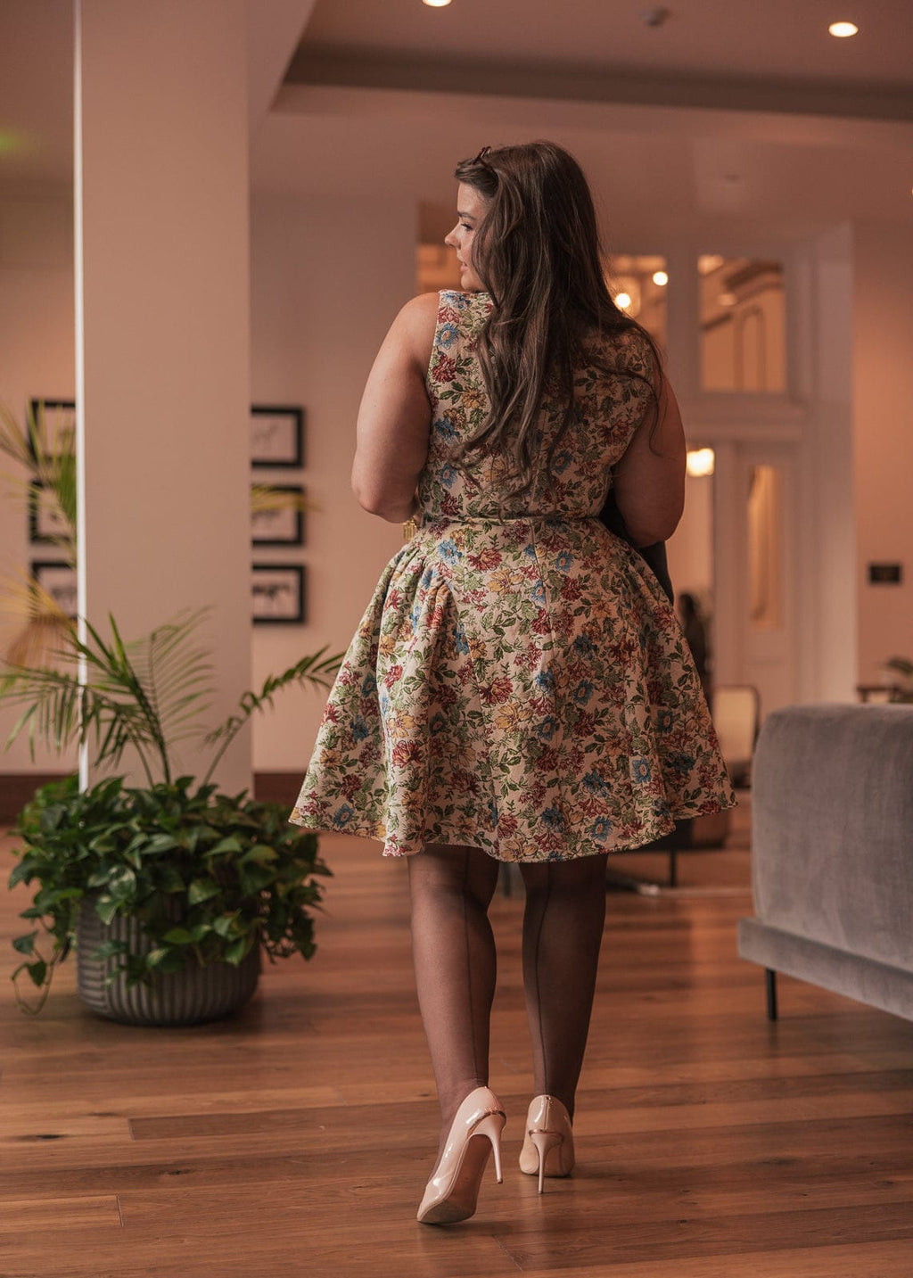 Hazel Drop Waist Floral Mini Dress - Cream