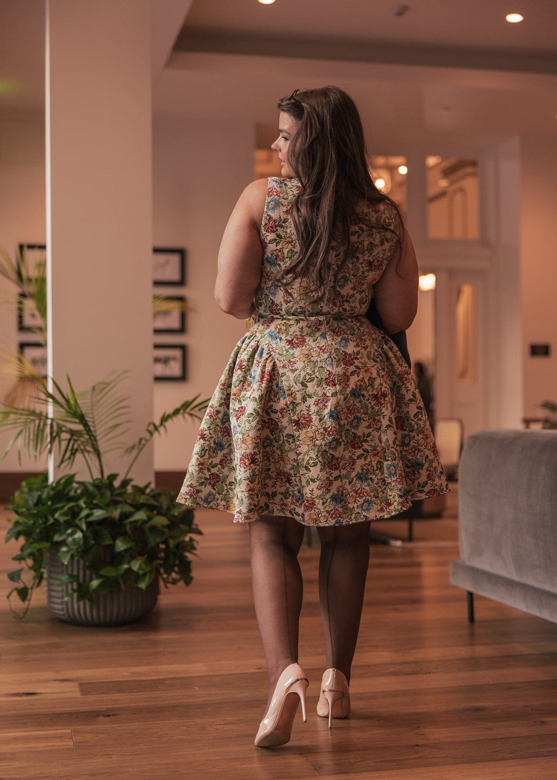 Hazel Drop Waist Floral Mini Dress - Cream