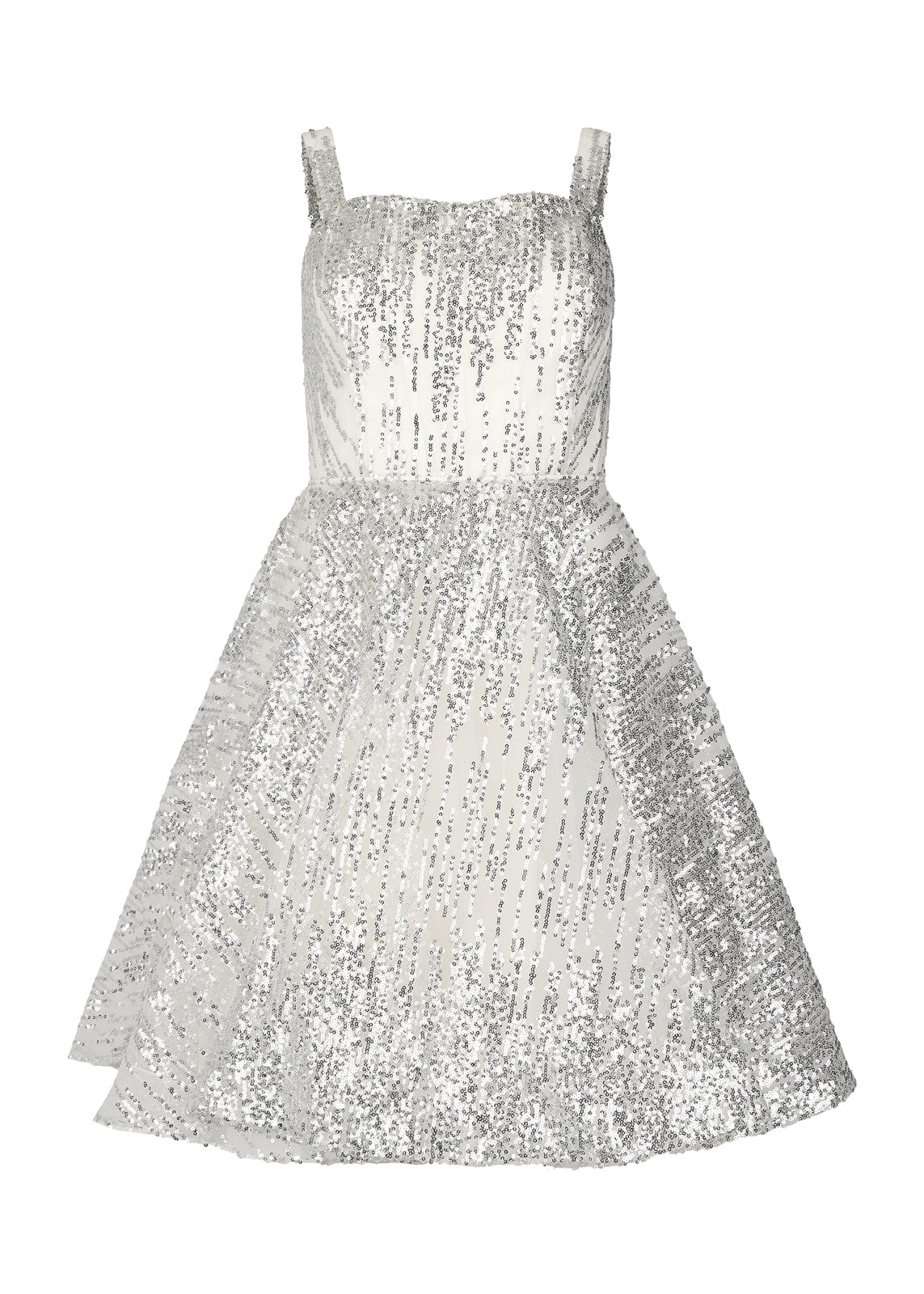 Jules Sequin A-line Mini Dress - Silver