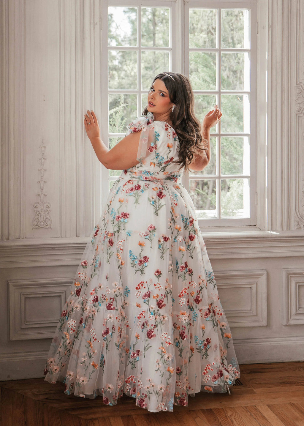 Margaret Floral Embroidered Maxi Wedding Dress