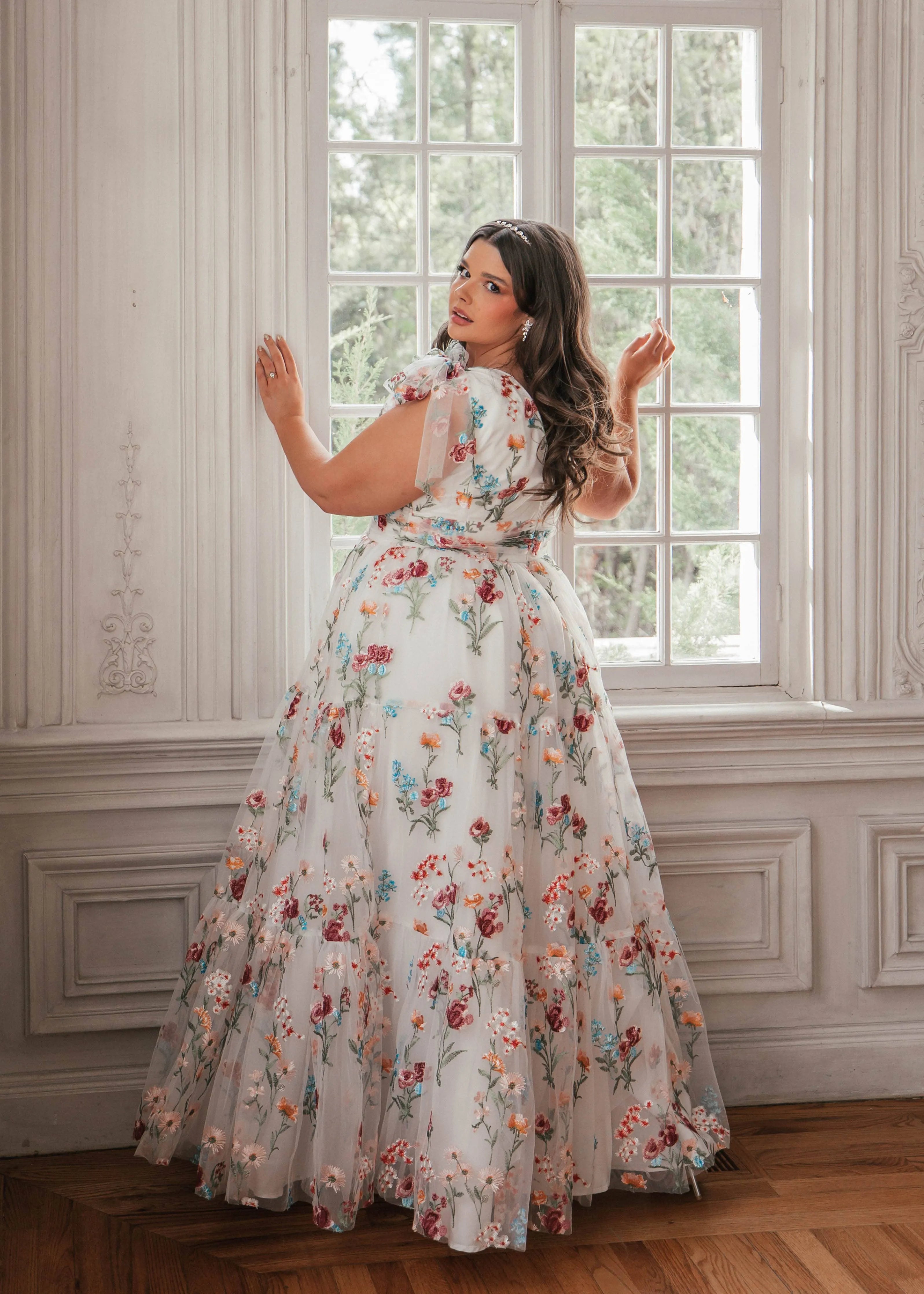 Margaret Floral Embroidered Maxi Wedding Dress