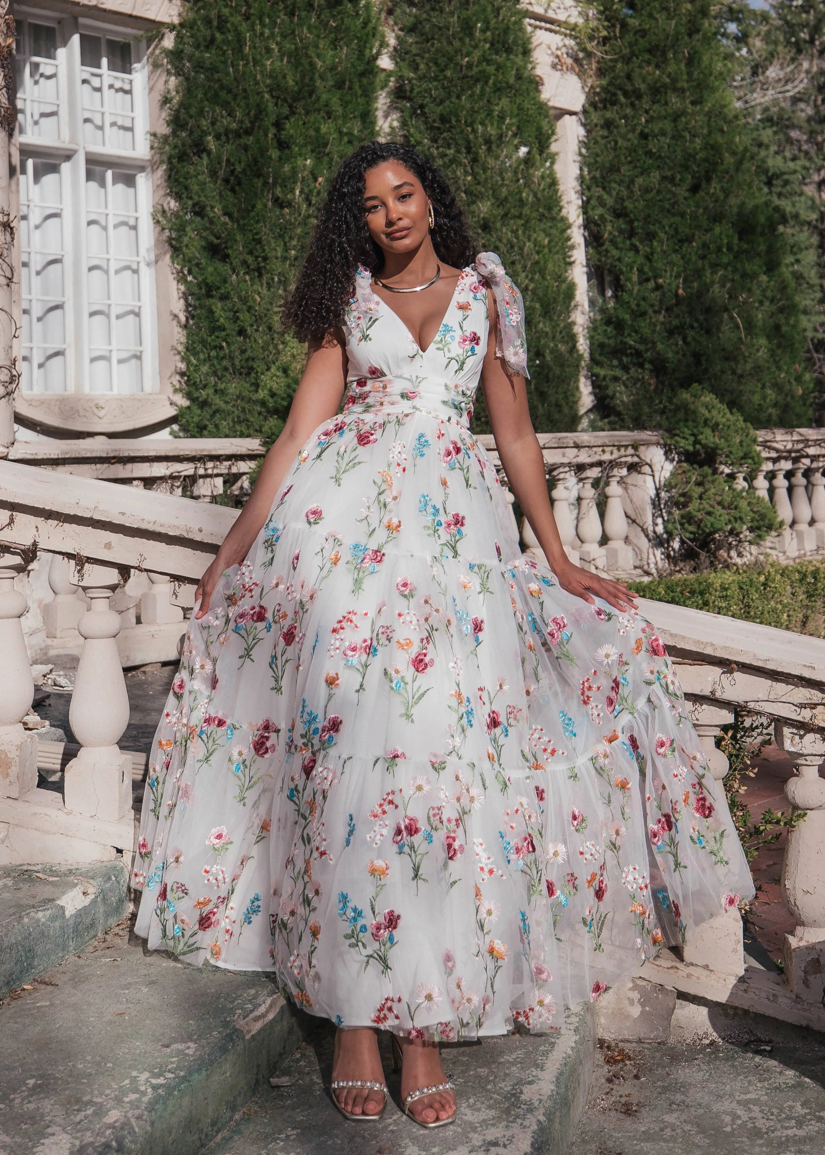 Margaret Floral Embroidered Maxi Wedding Dress