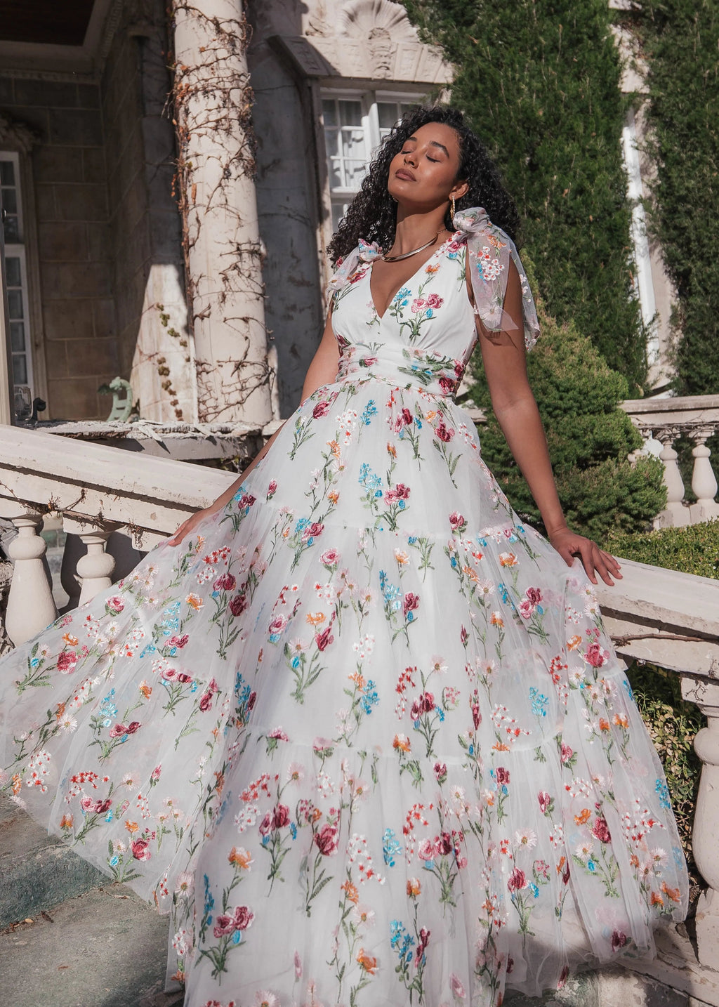 Margaret Floral Embroidered Maxi Wedding Dress