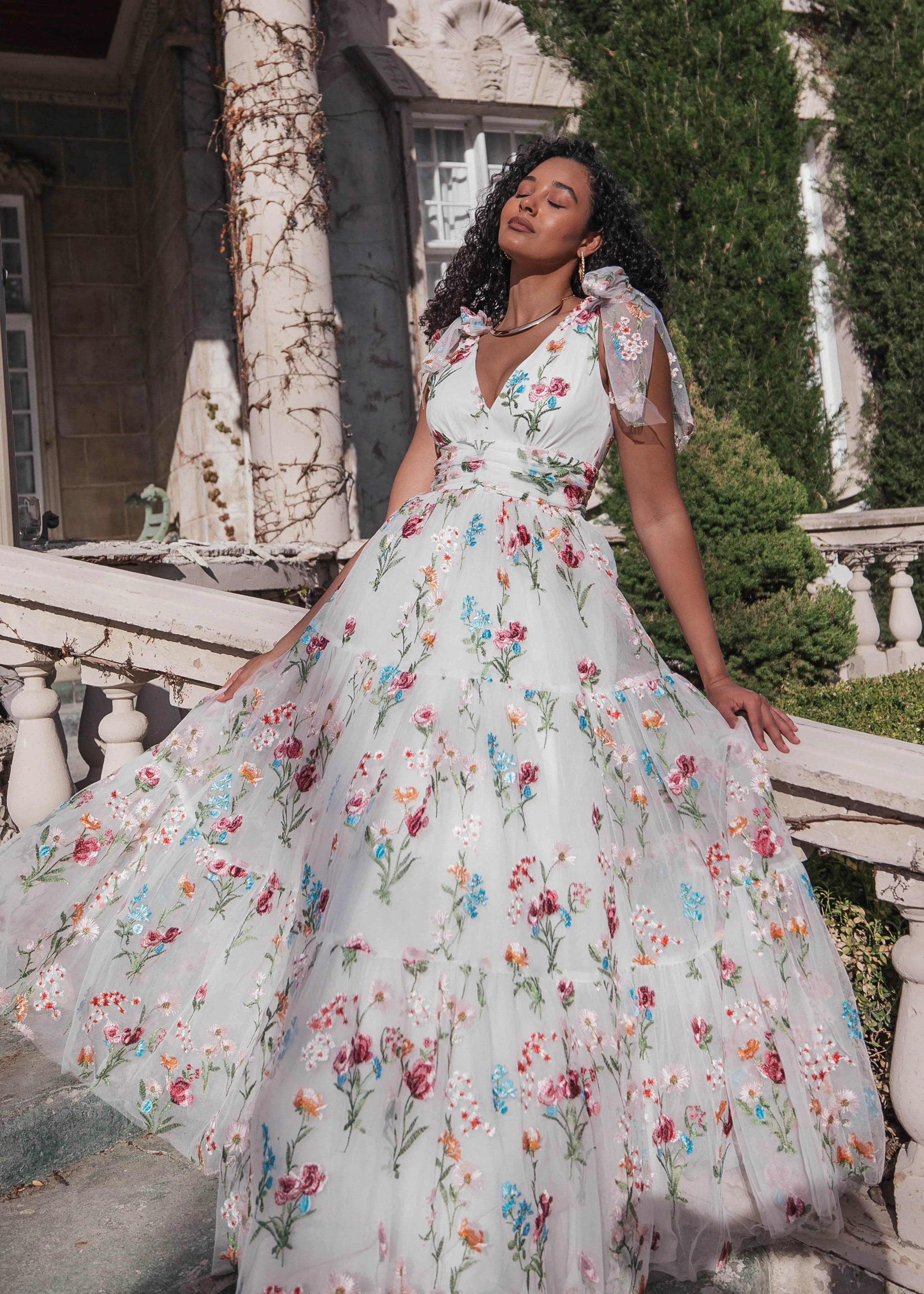 Margaret Floral Embroidered Maxi Wedding Dress