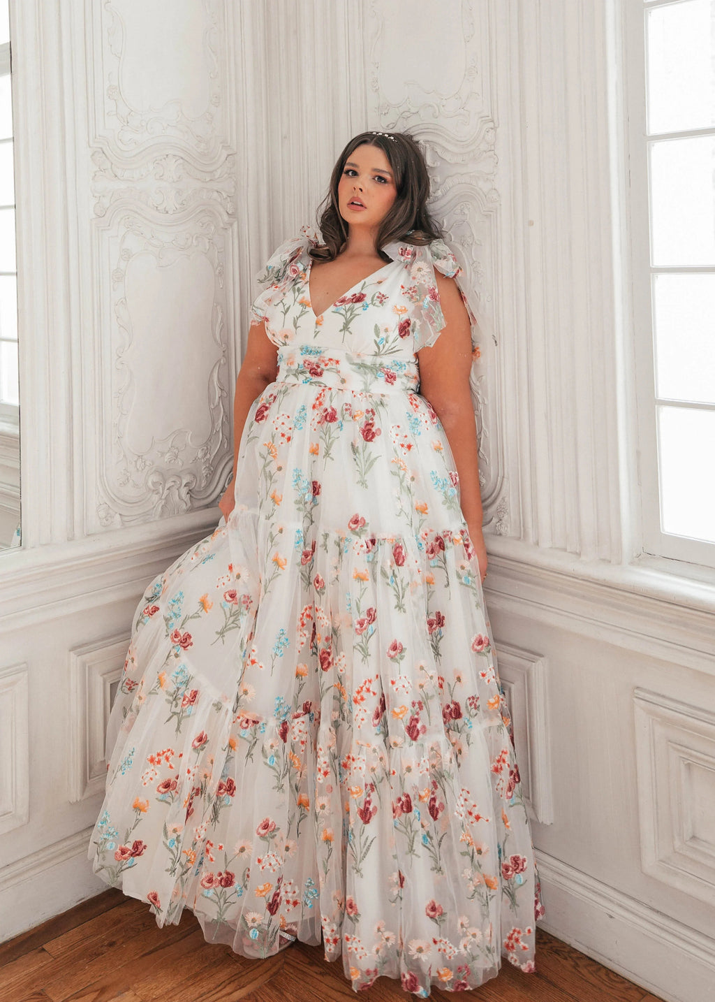 Margaret Floral Embroidered Maxi Wedding Dress