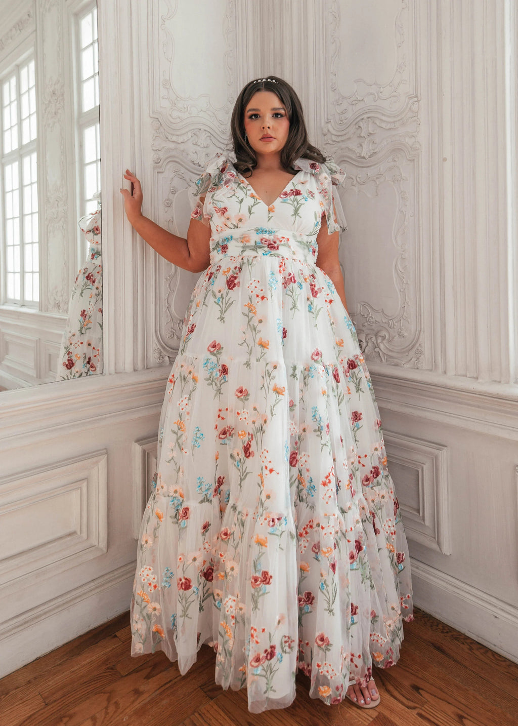 Margaret Floral Embroidered Maxi Wedding Dress