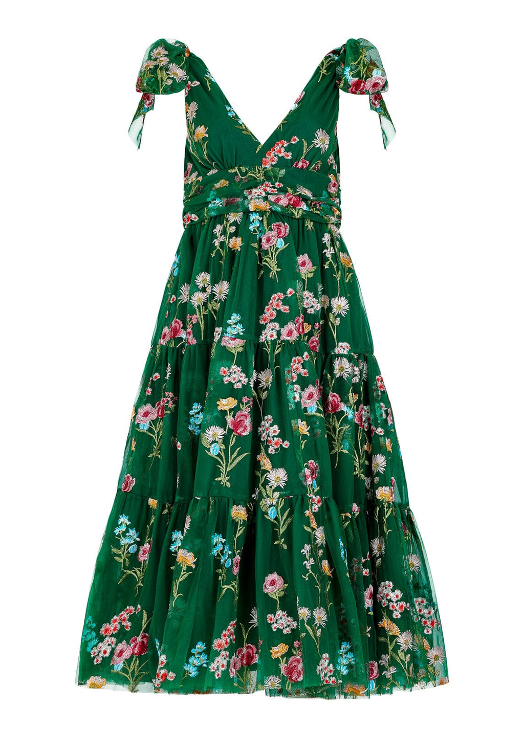 Margaret Floral Midi Dress Emerald