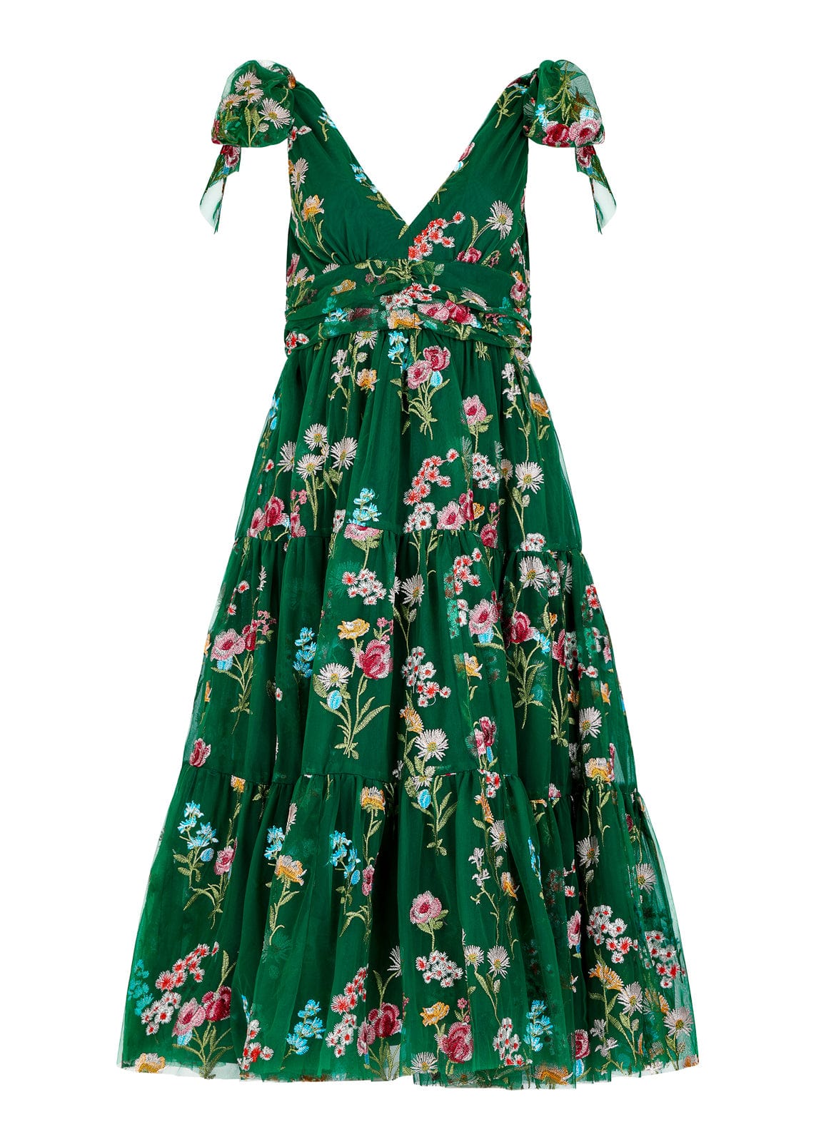 Margaret Floral Midi Dress Emerald