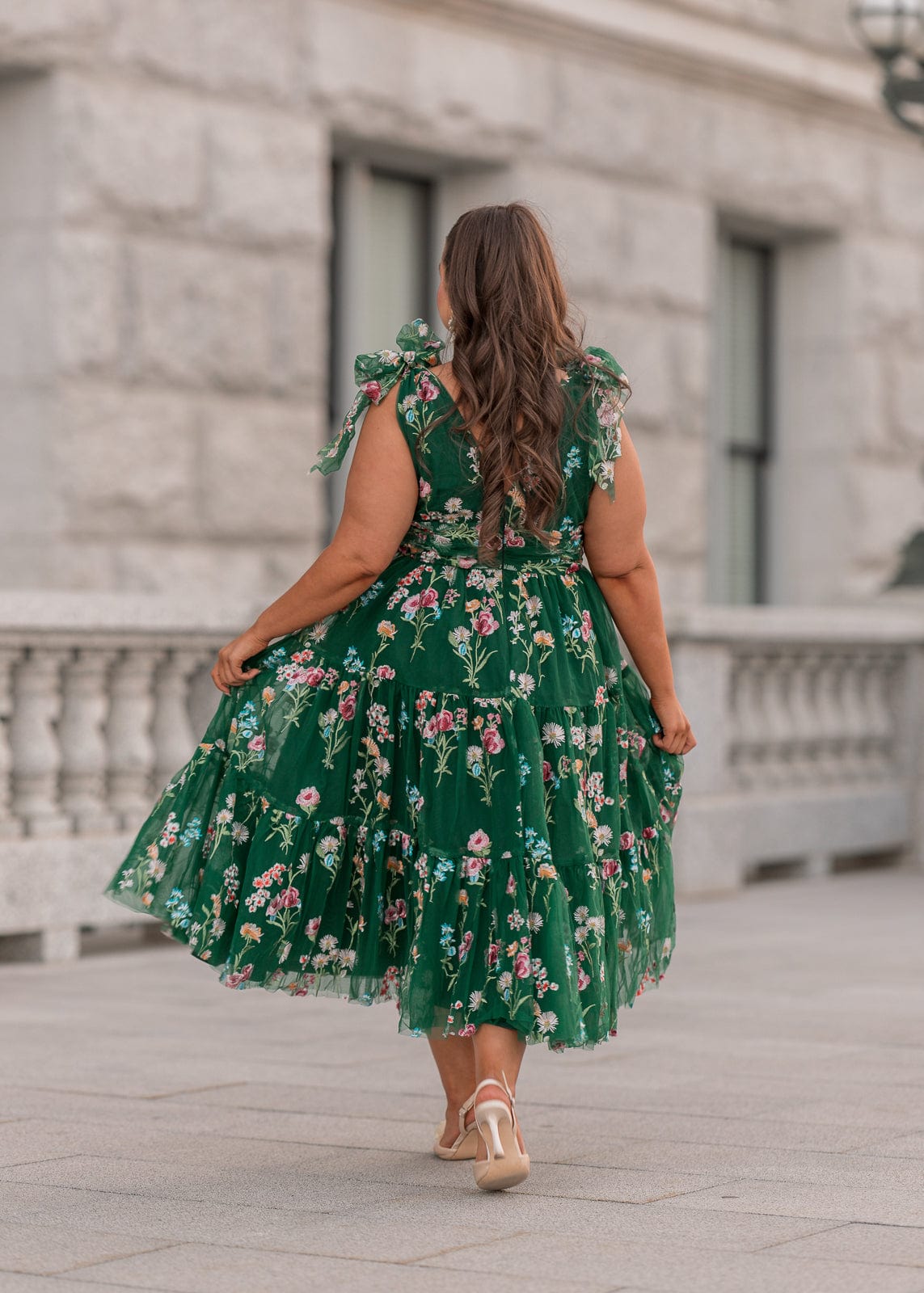 Margaret Floral Midi Dress Emerald