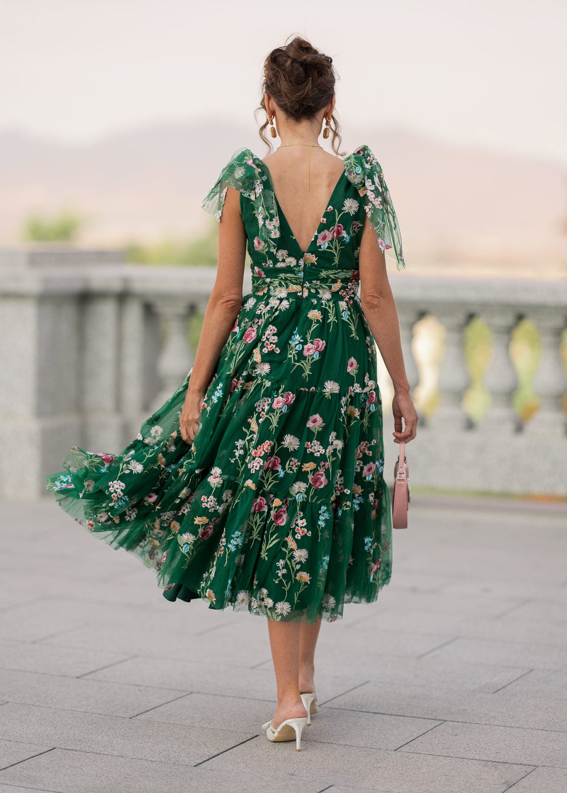 Margaret Floral Midi Dress Emerald