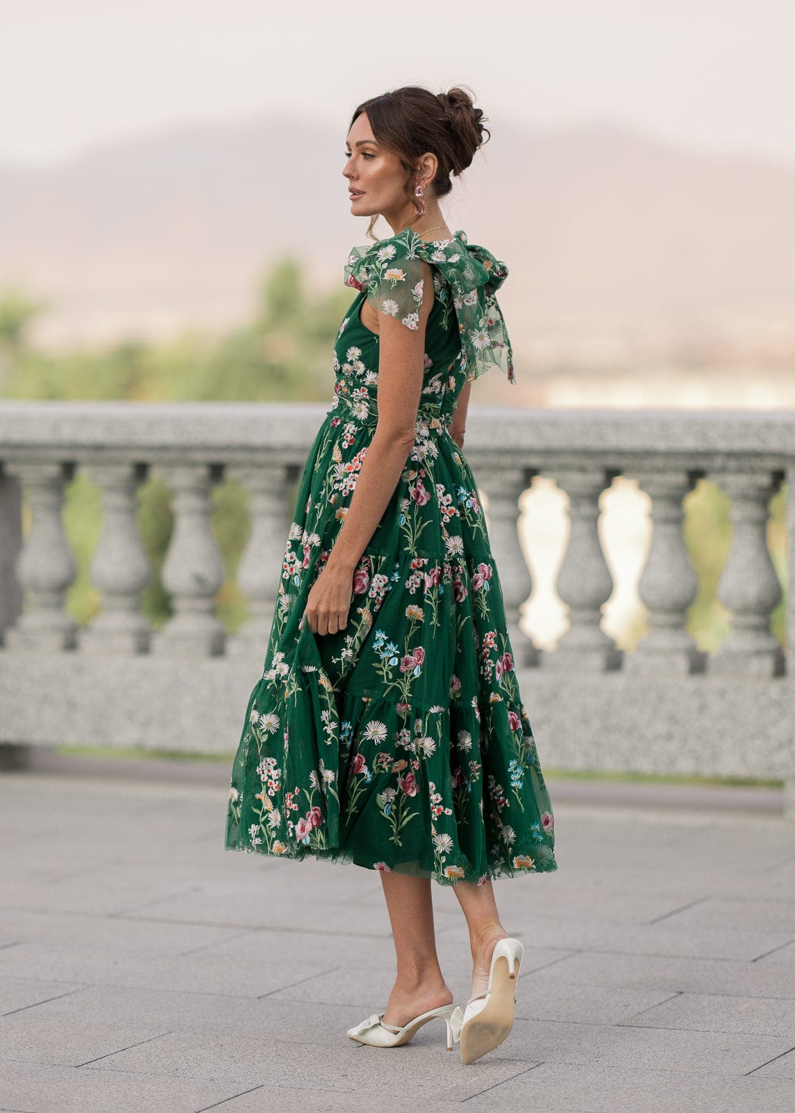 Margaret Floral Midi Dress Emerald