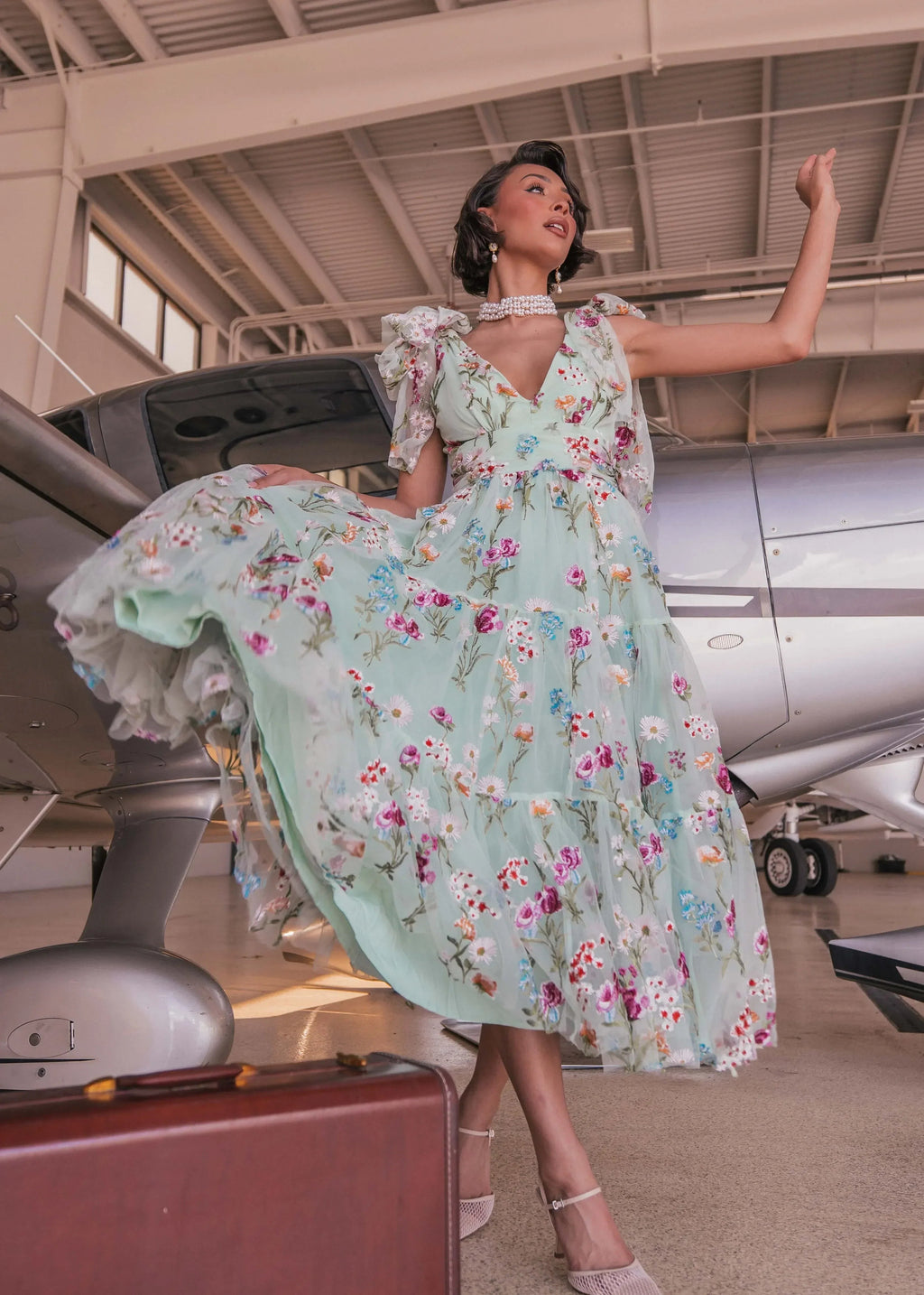 Margaret Floral Midi Dress Green