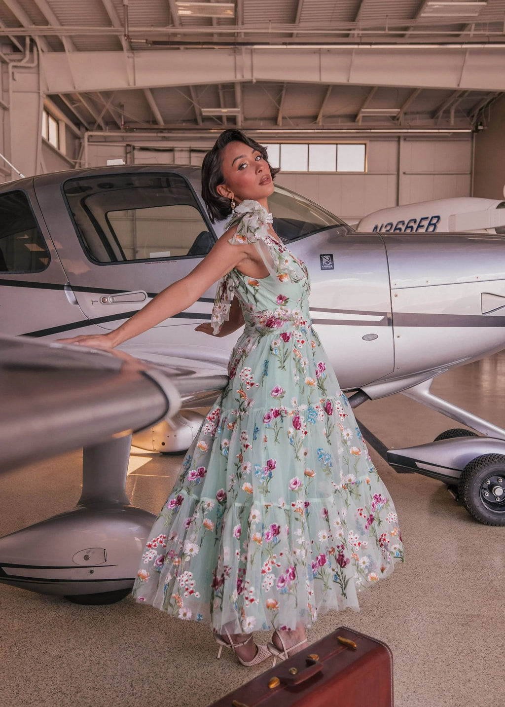 Margaret Floral Midi Dress Green