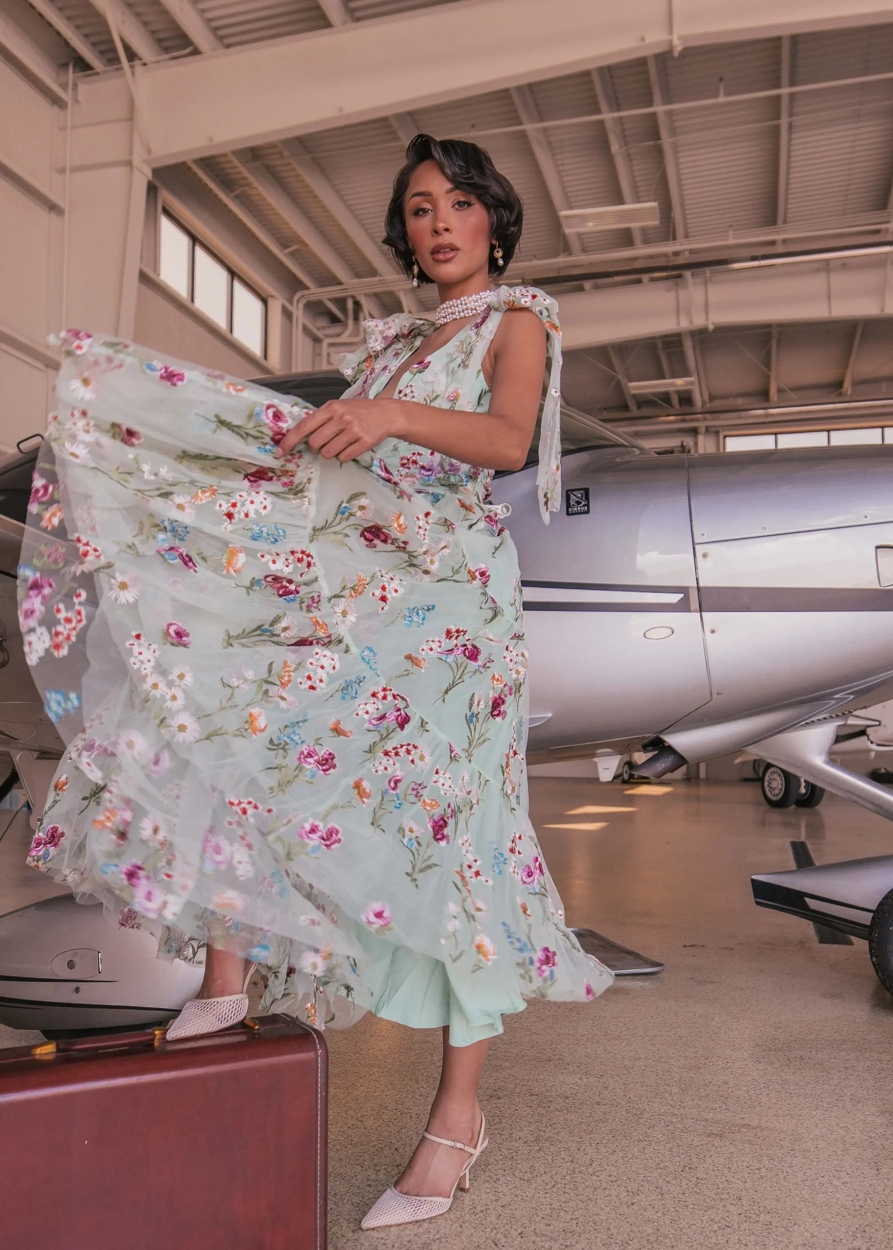 Margaret Floral Midi Dress Green