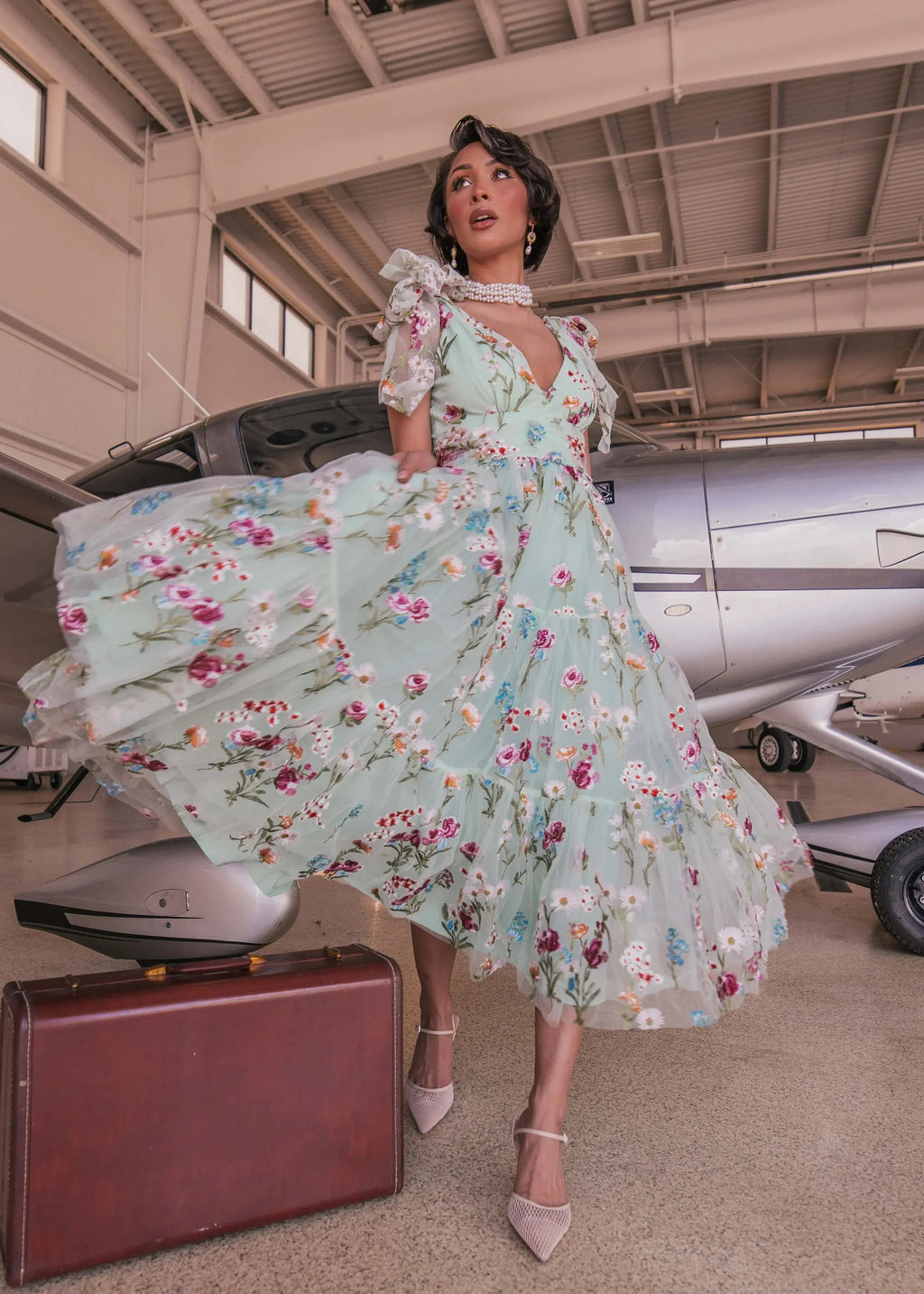 Margaret Floral Midi Dress Green