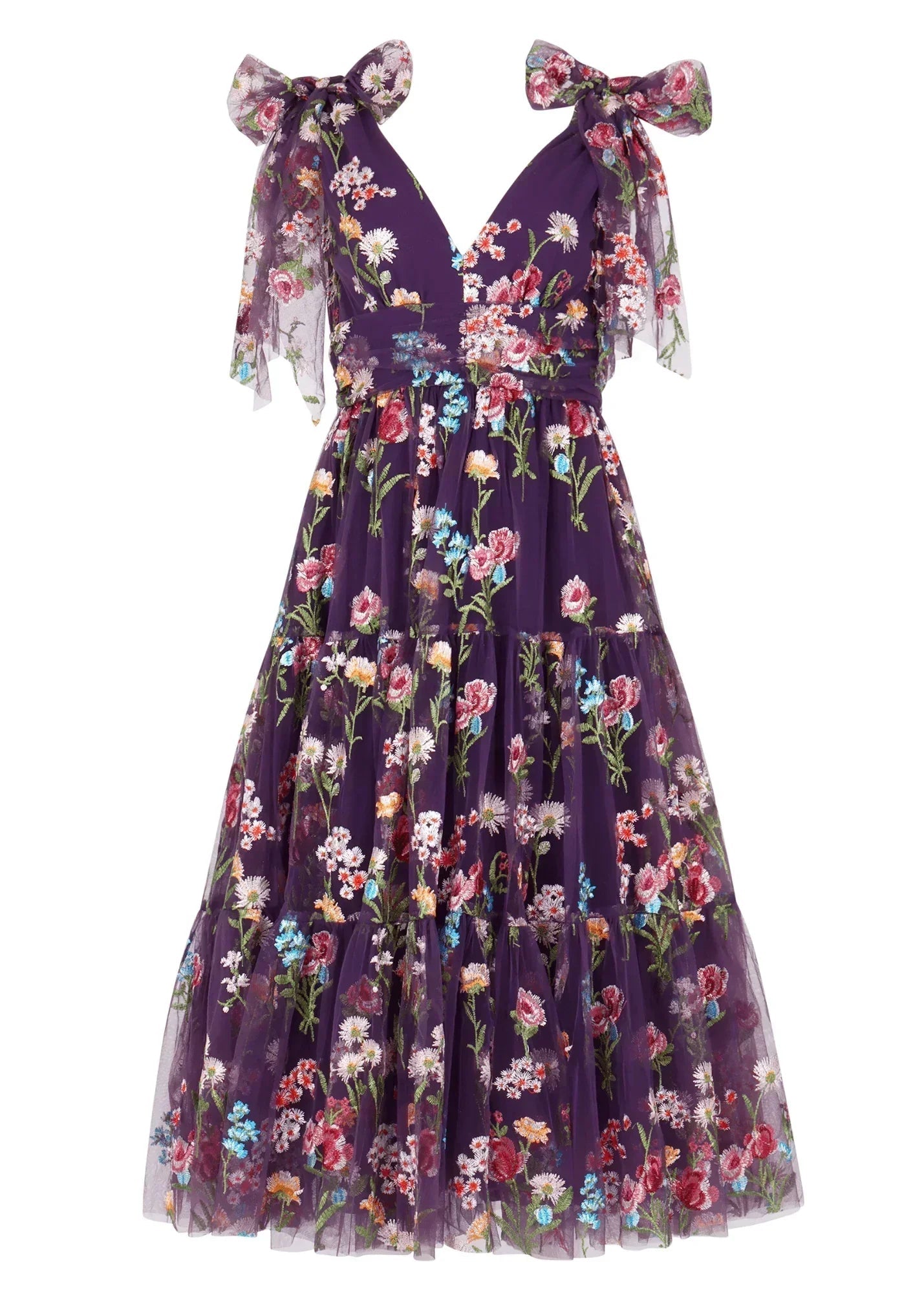 Margaret Floral Midi Dress Purple