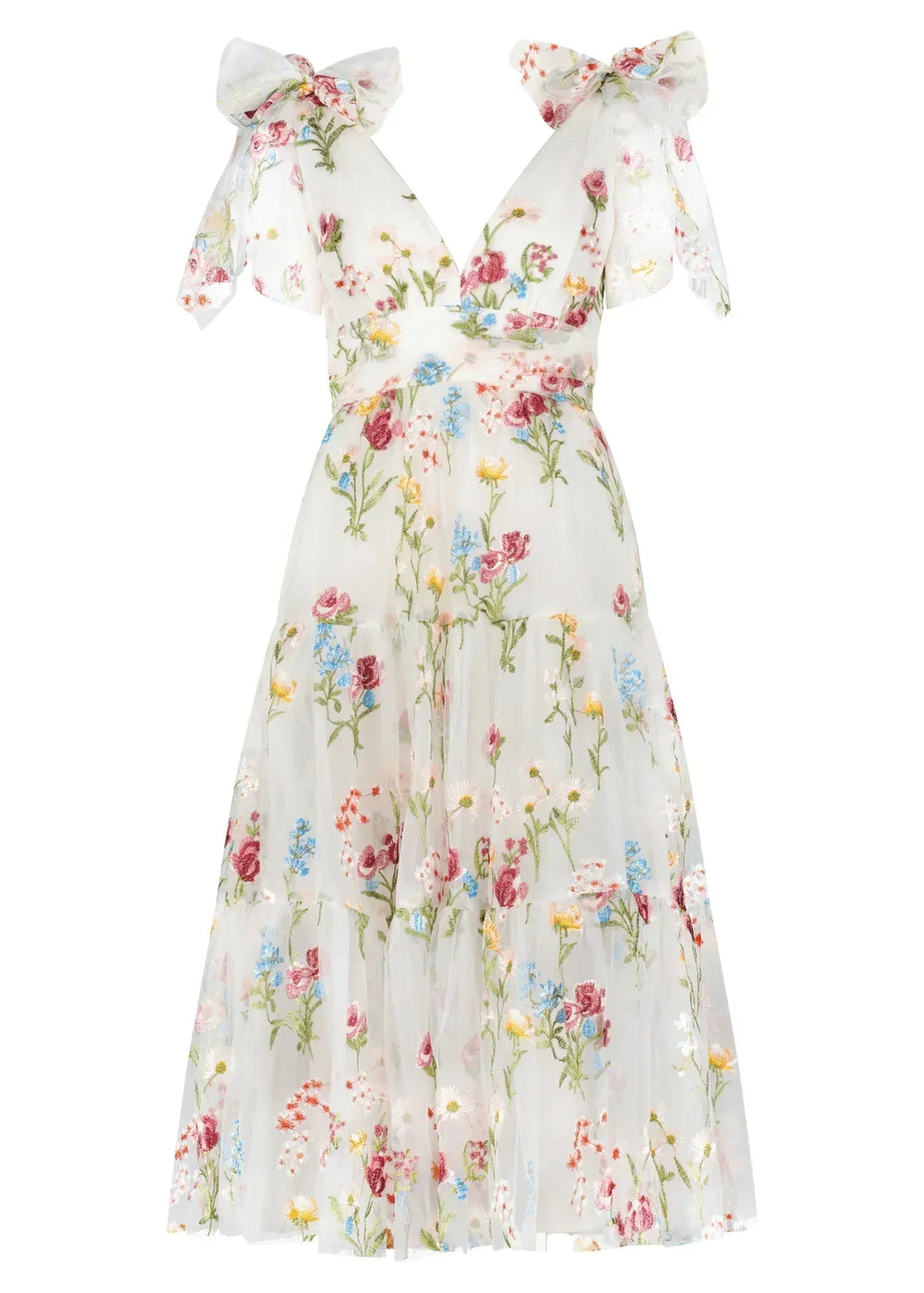 Margaret Floral Midi Dress White