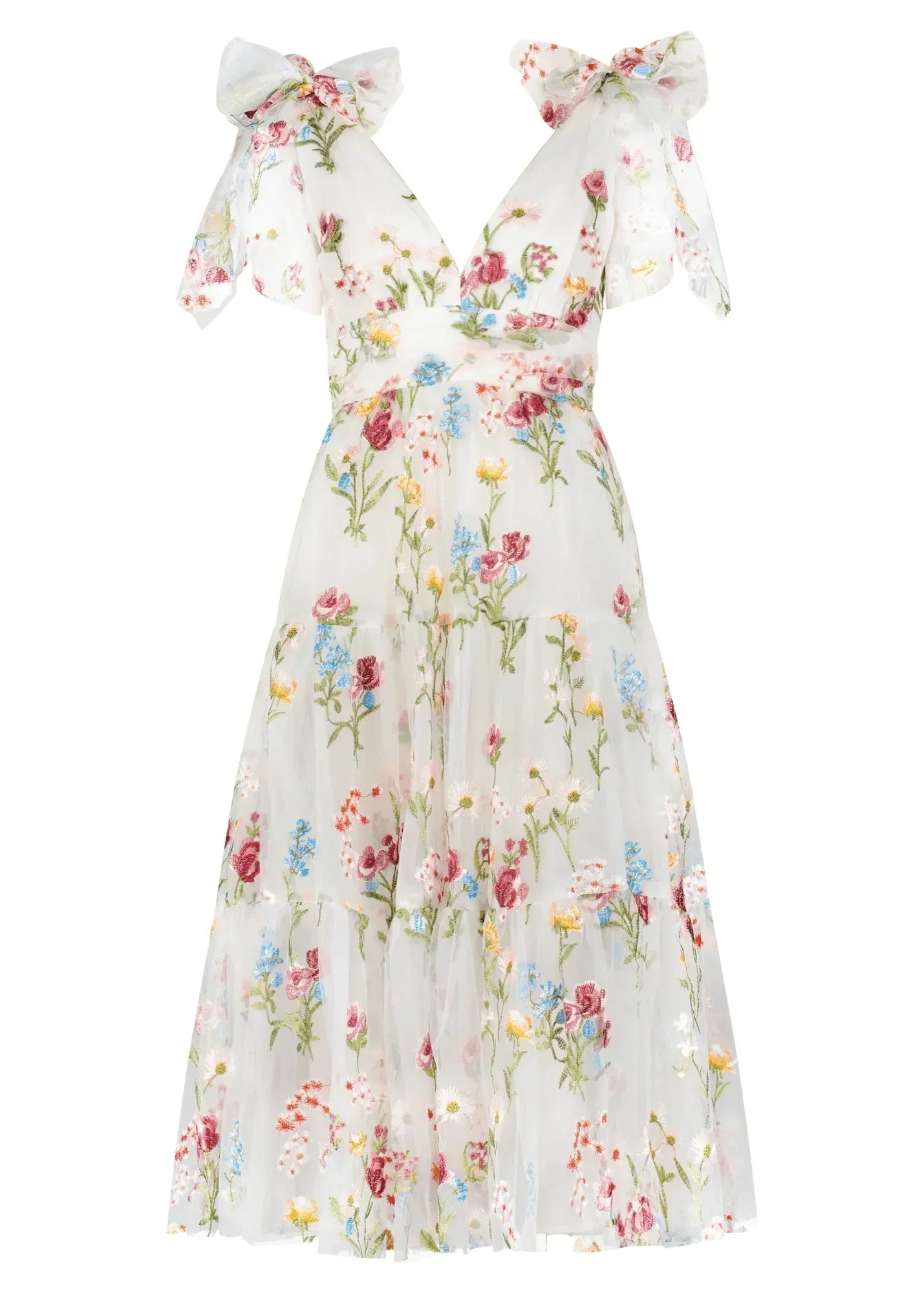 Margaret Floral Midi Dress White