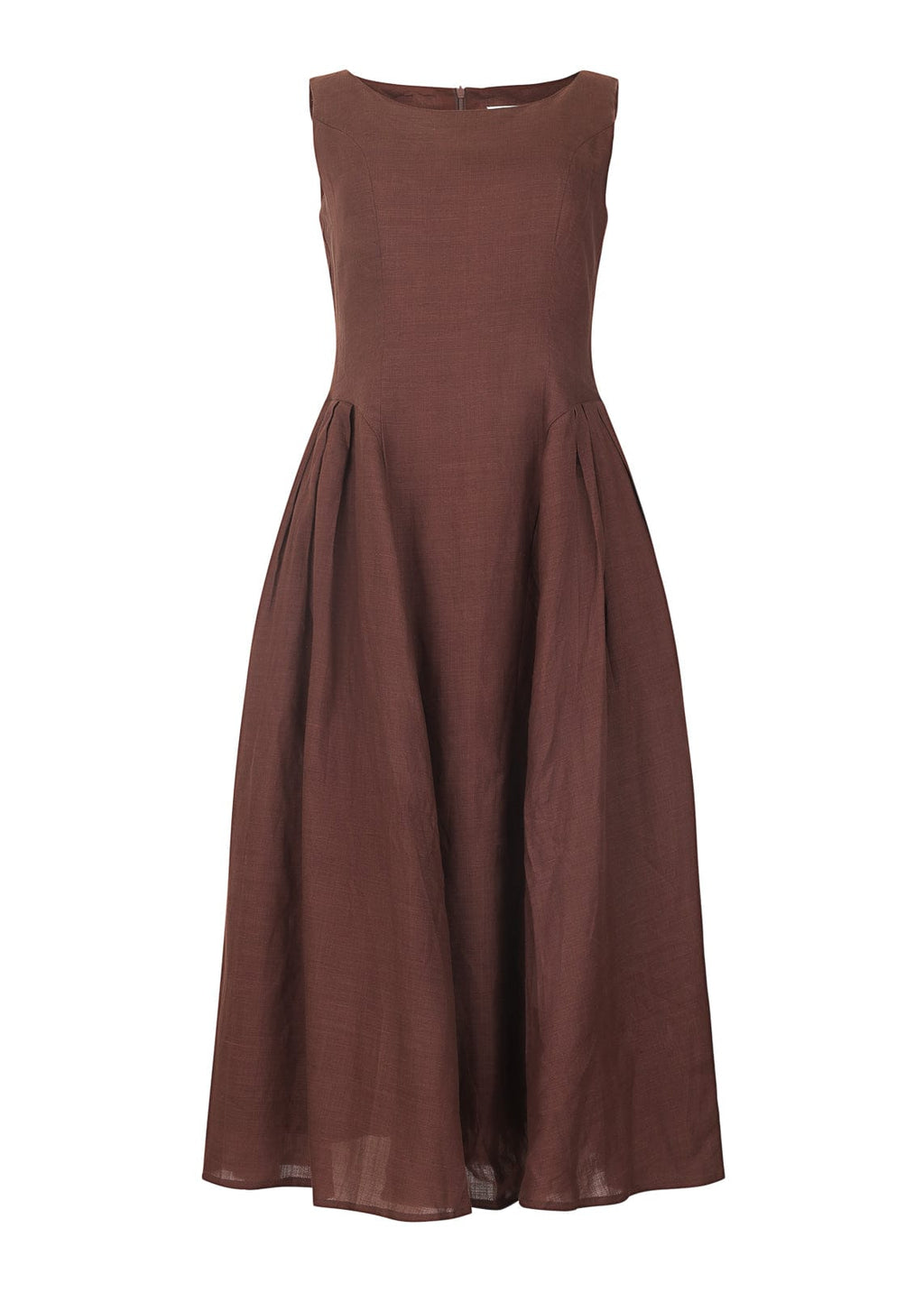 Miranda Midi Drop Waist Cotton Dress - Brown