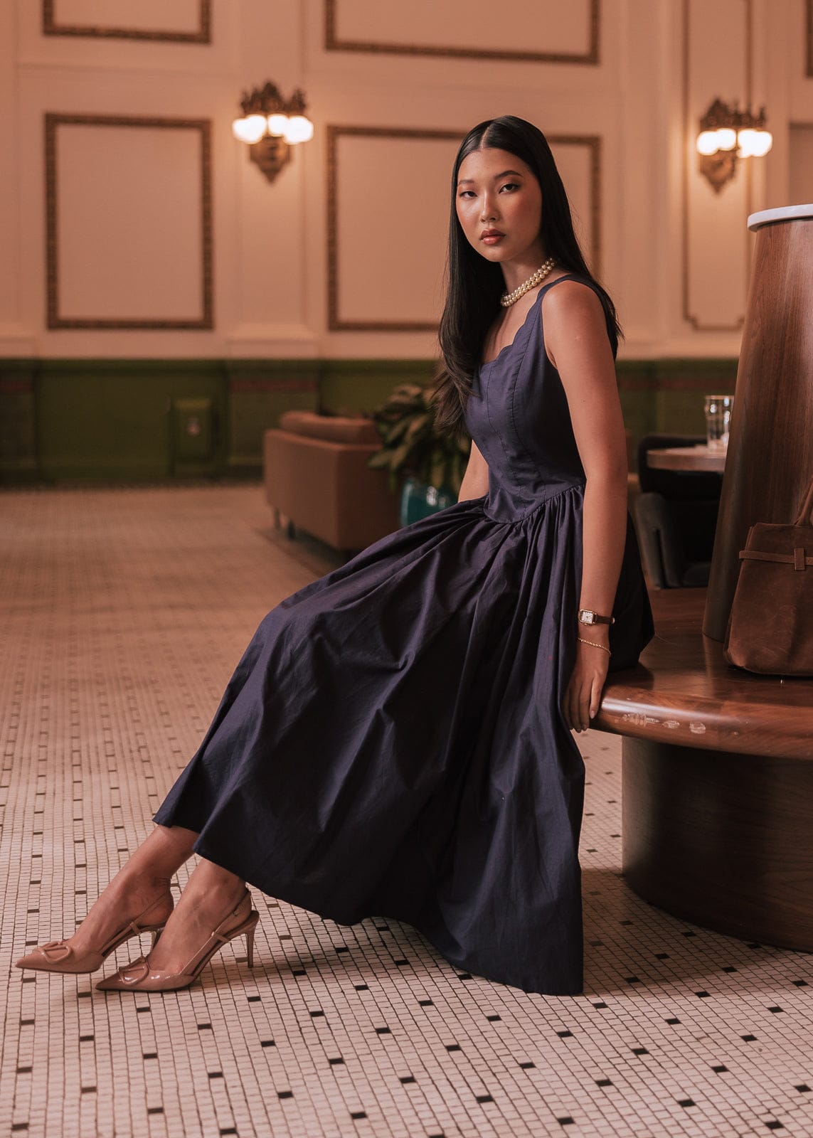 Nantucket Grove A-Line Sleeveless Dress - Navy