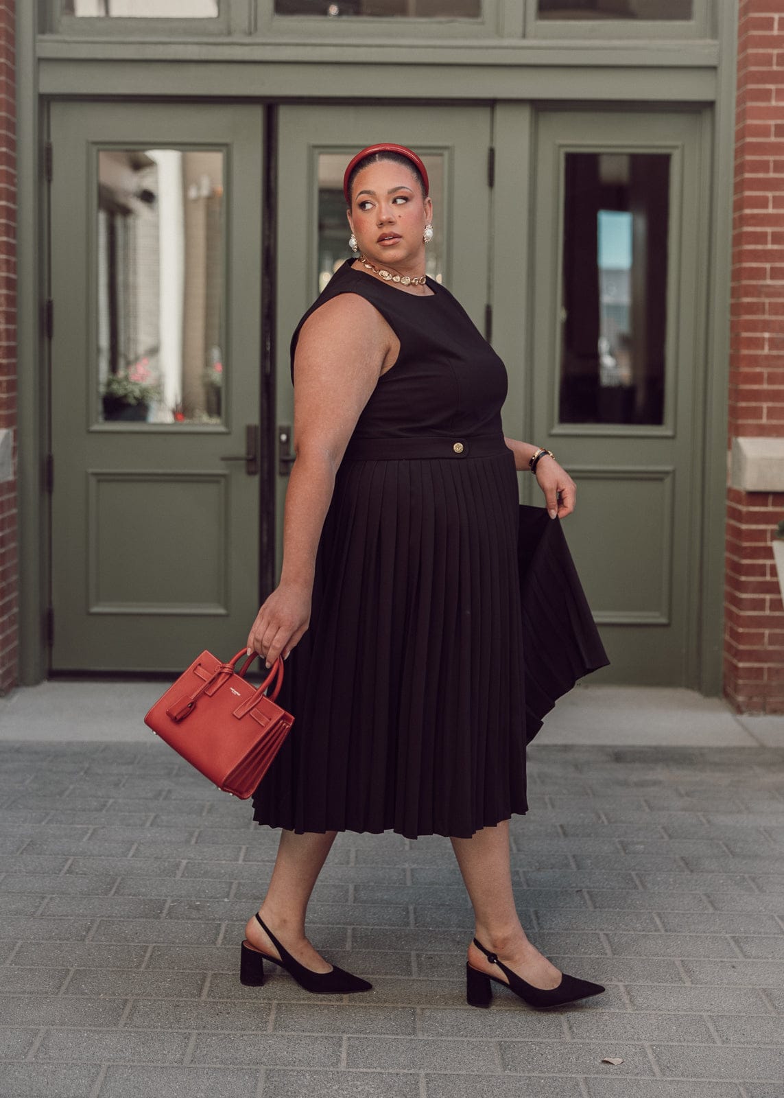 Presley Pleated Pencil Dress - Black