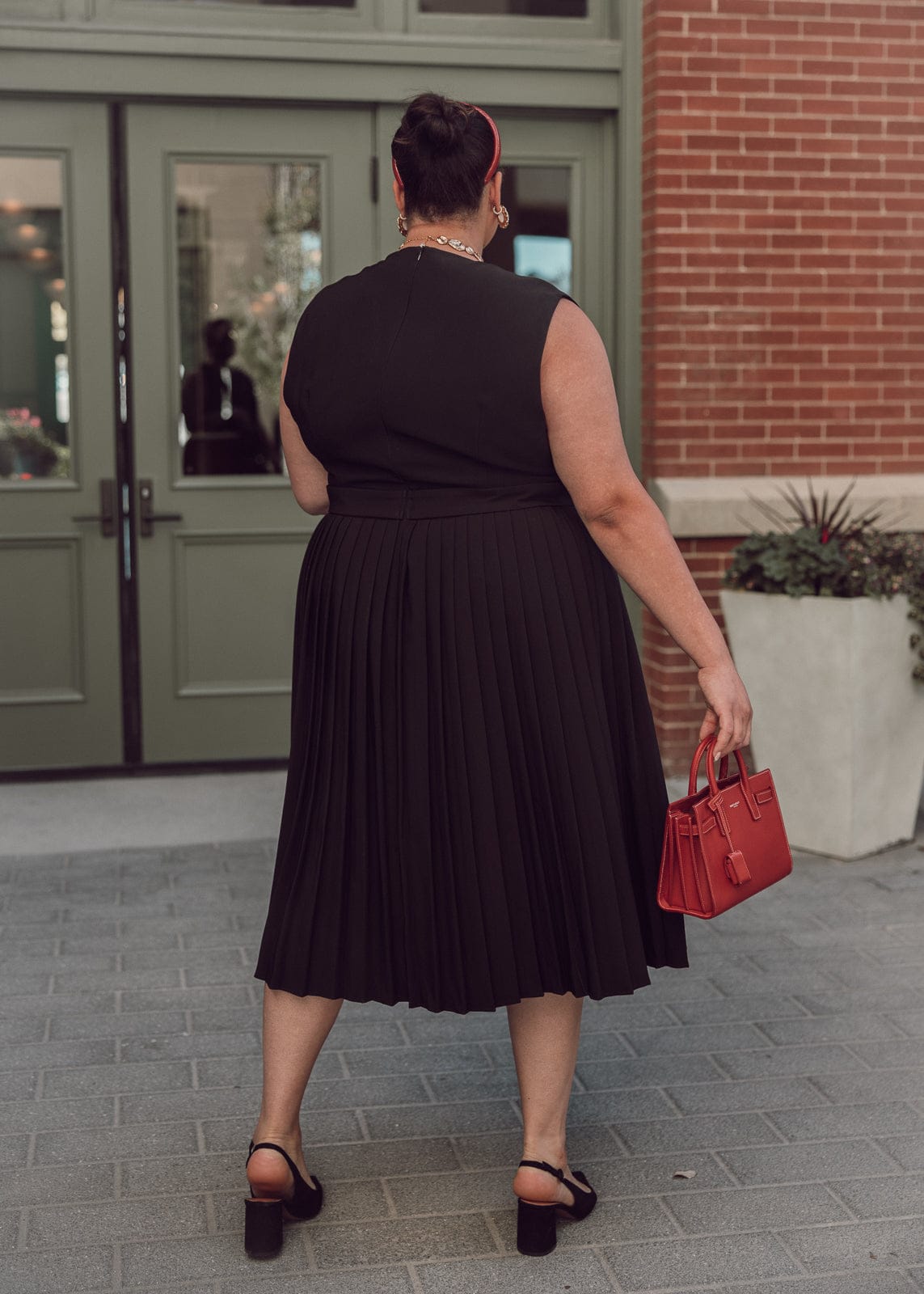 Presley Pleated Pencil Dress - Black