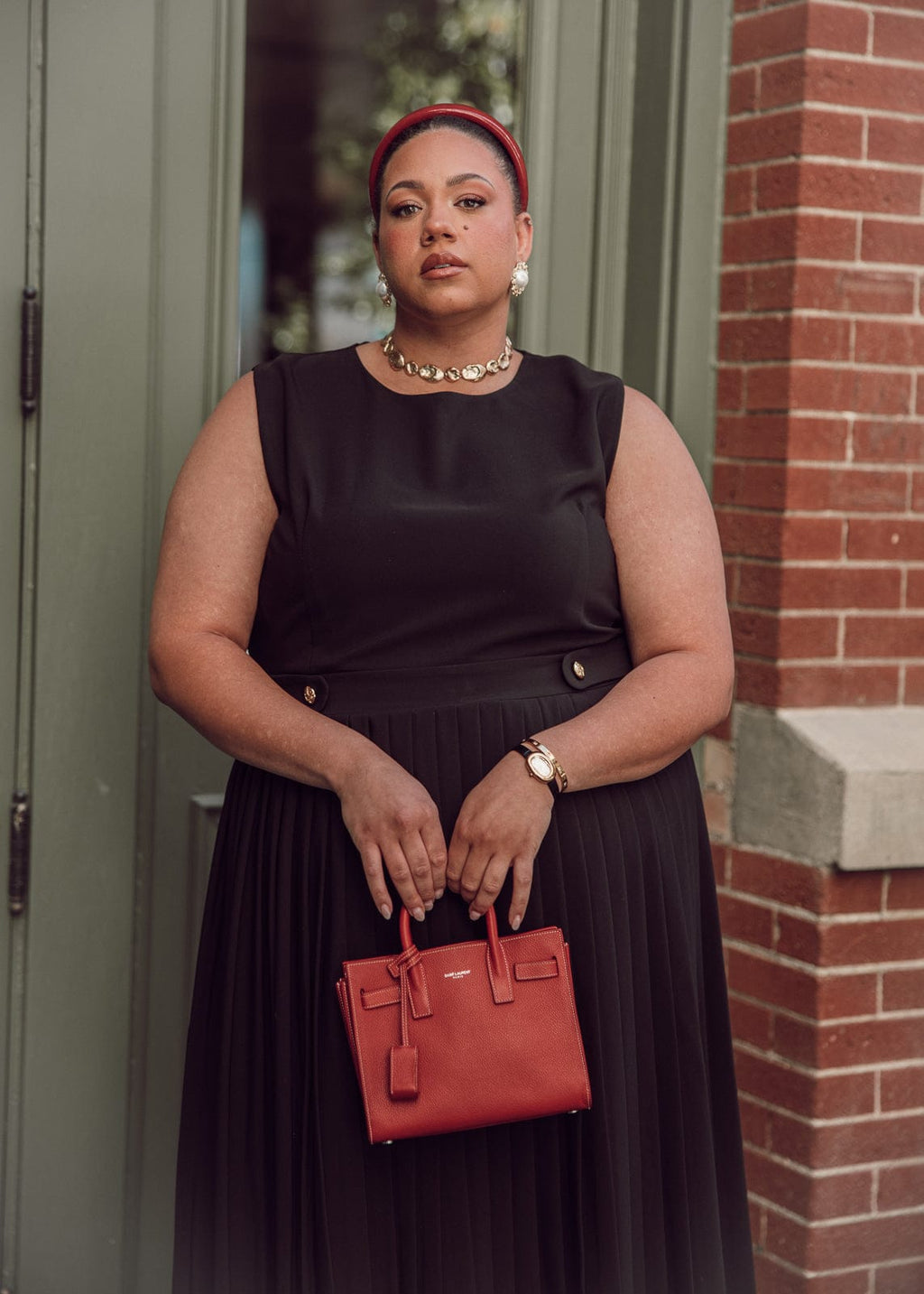 Presley Pleated Pencil Dress - Black