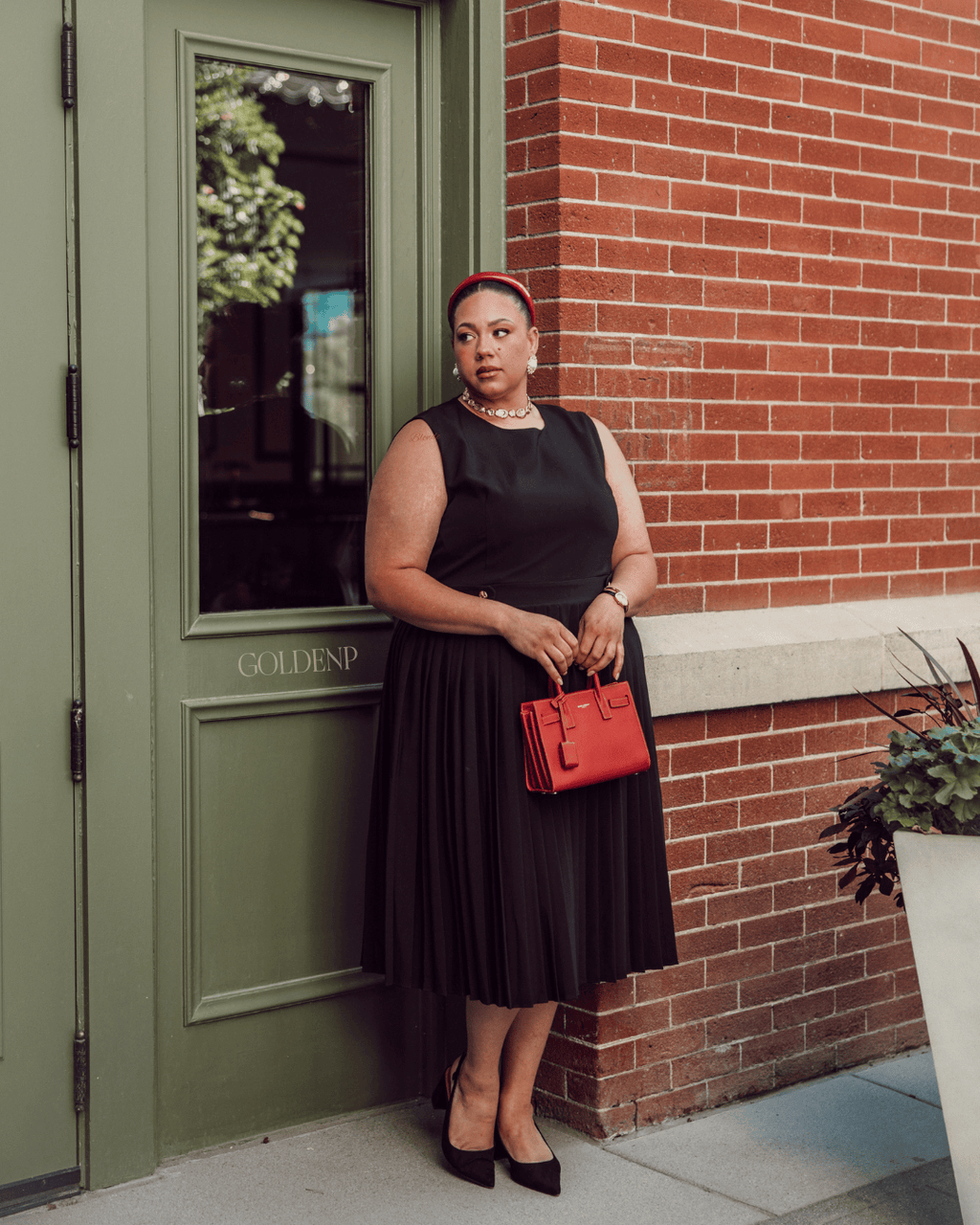 Presley Pleated Pencil Dress - Black