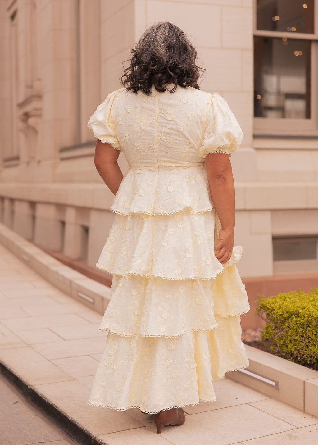 Sloane Puff Sleeve Tiered Cotton Floral V-Neck Maxi Dress - Cream