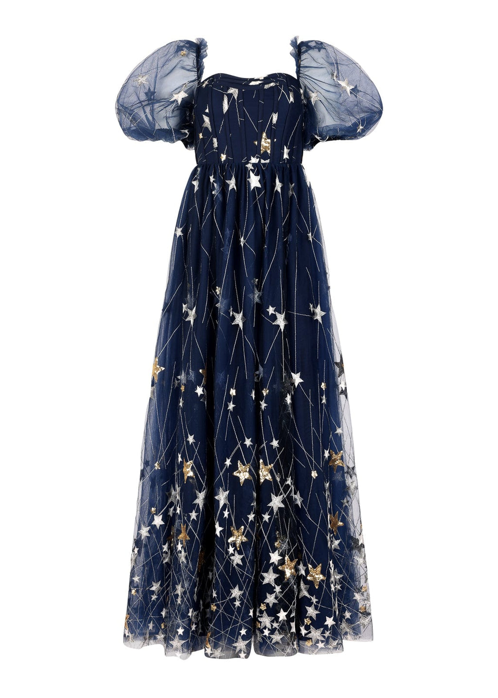 Starla Star Print Corset Maxi Dress - Navy
