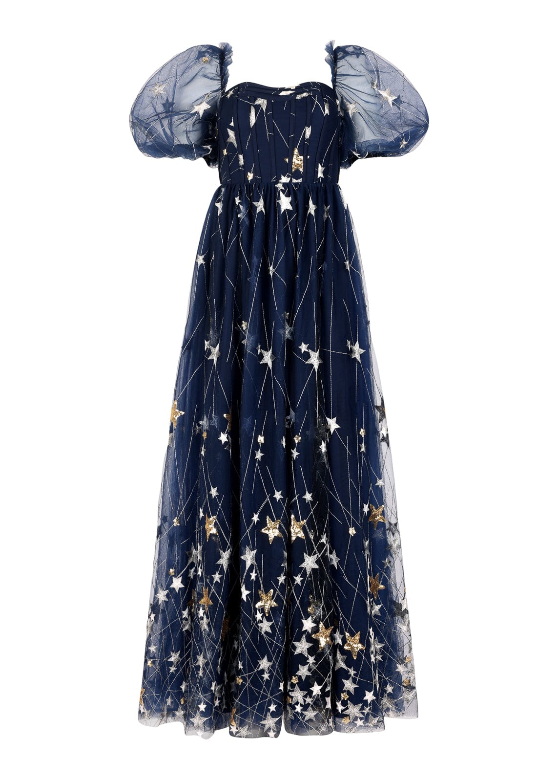 Starla Star Print Corset Maxi Dress - Navy