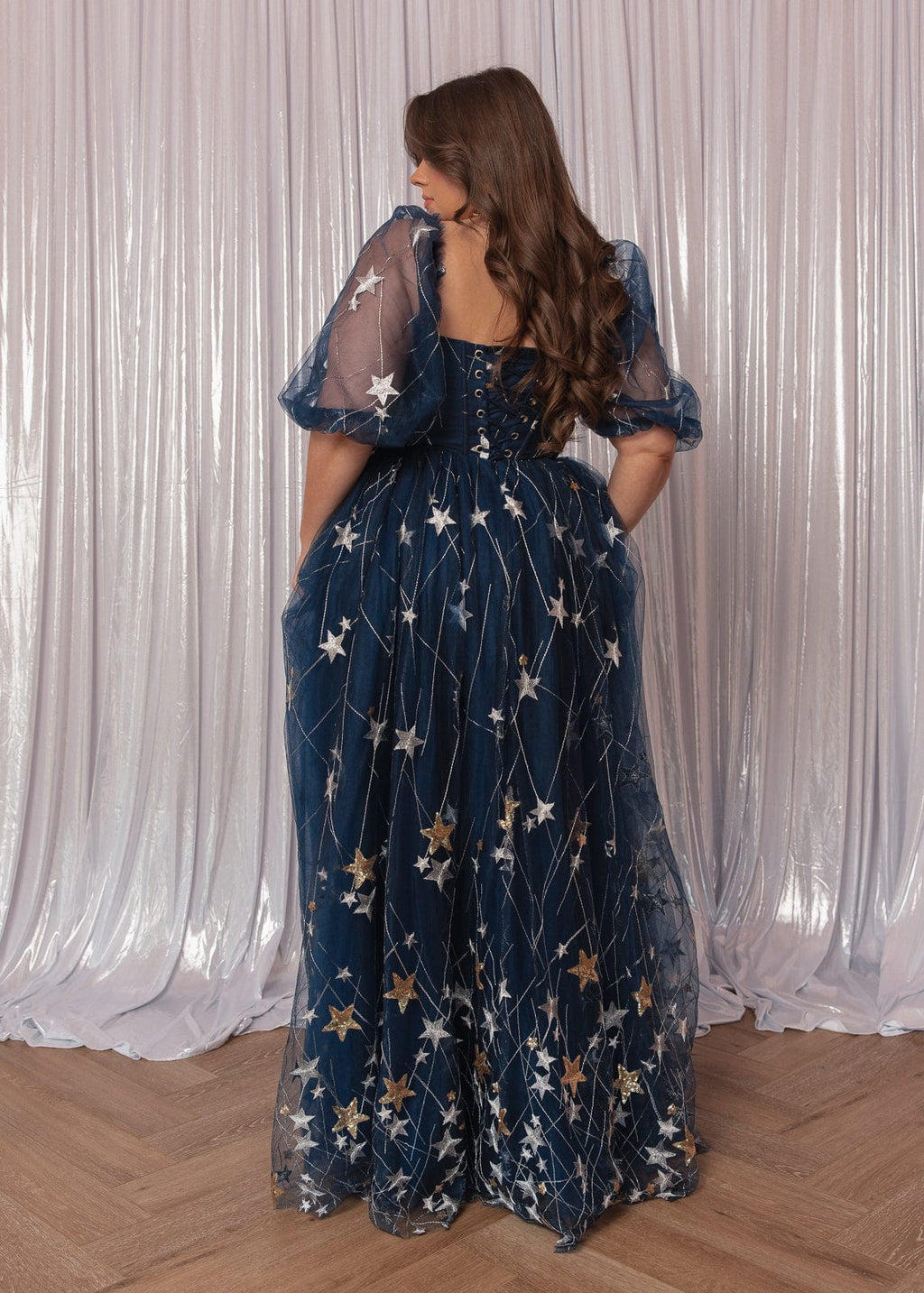 Starla Star Print Corset Maxi Dress - Navy