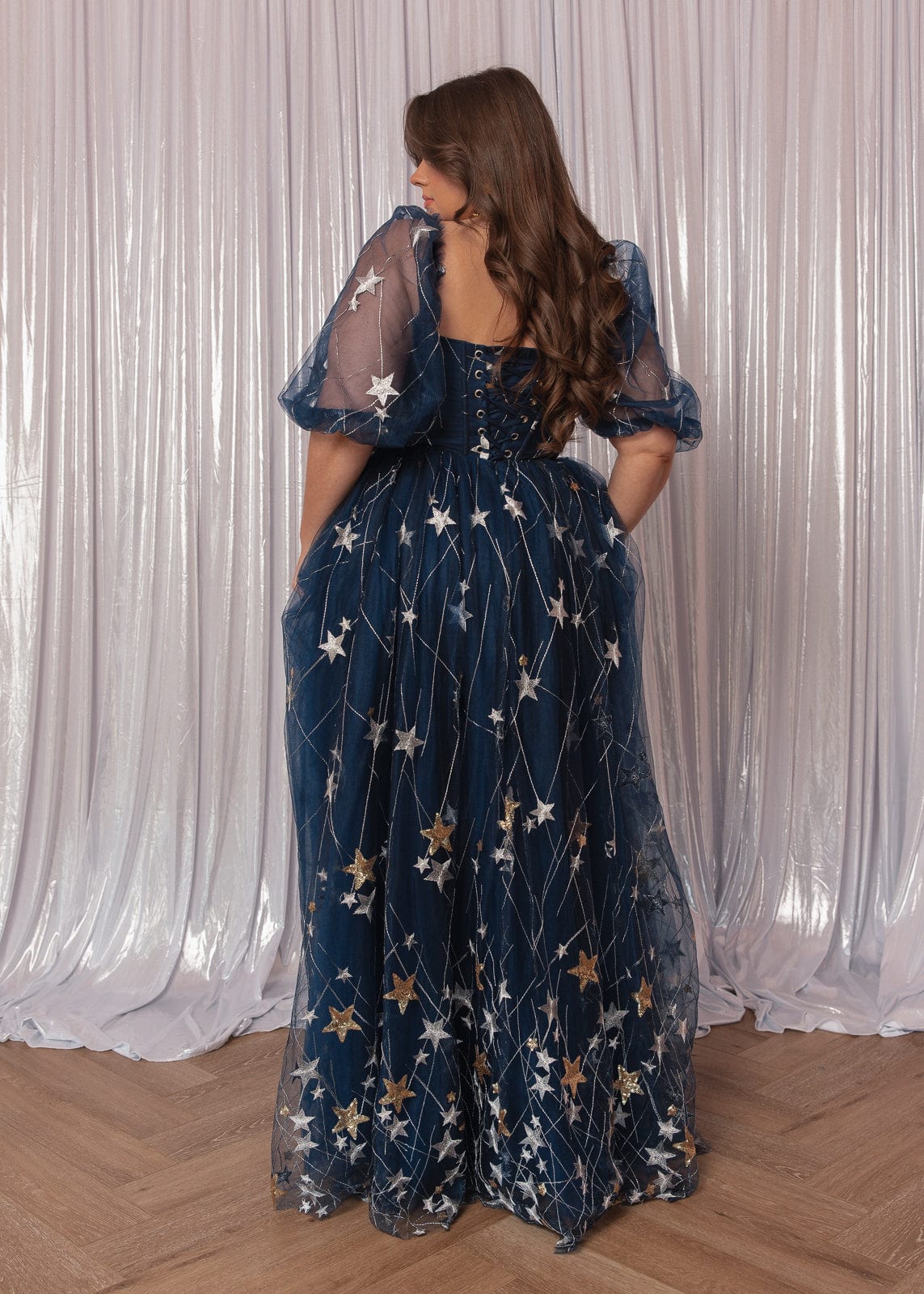 Starla Star Print Corset Maxi Dress - Navy