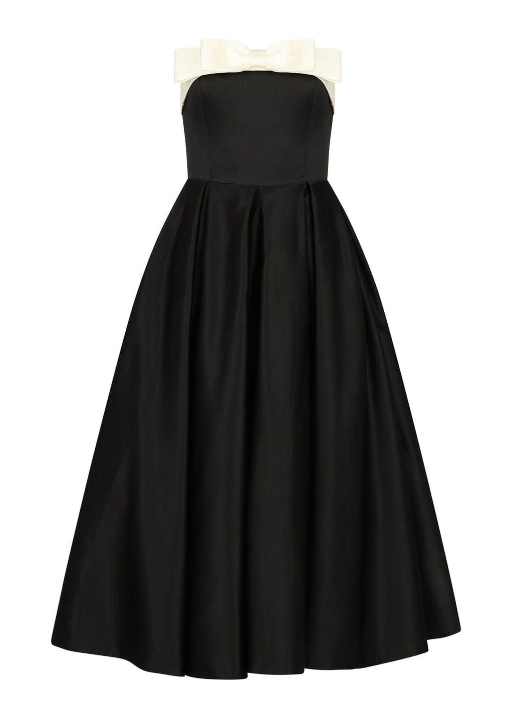 Sutton Satin Bow Strapless Dress - Black